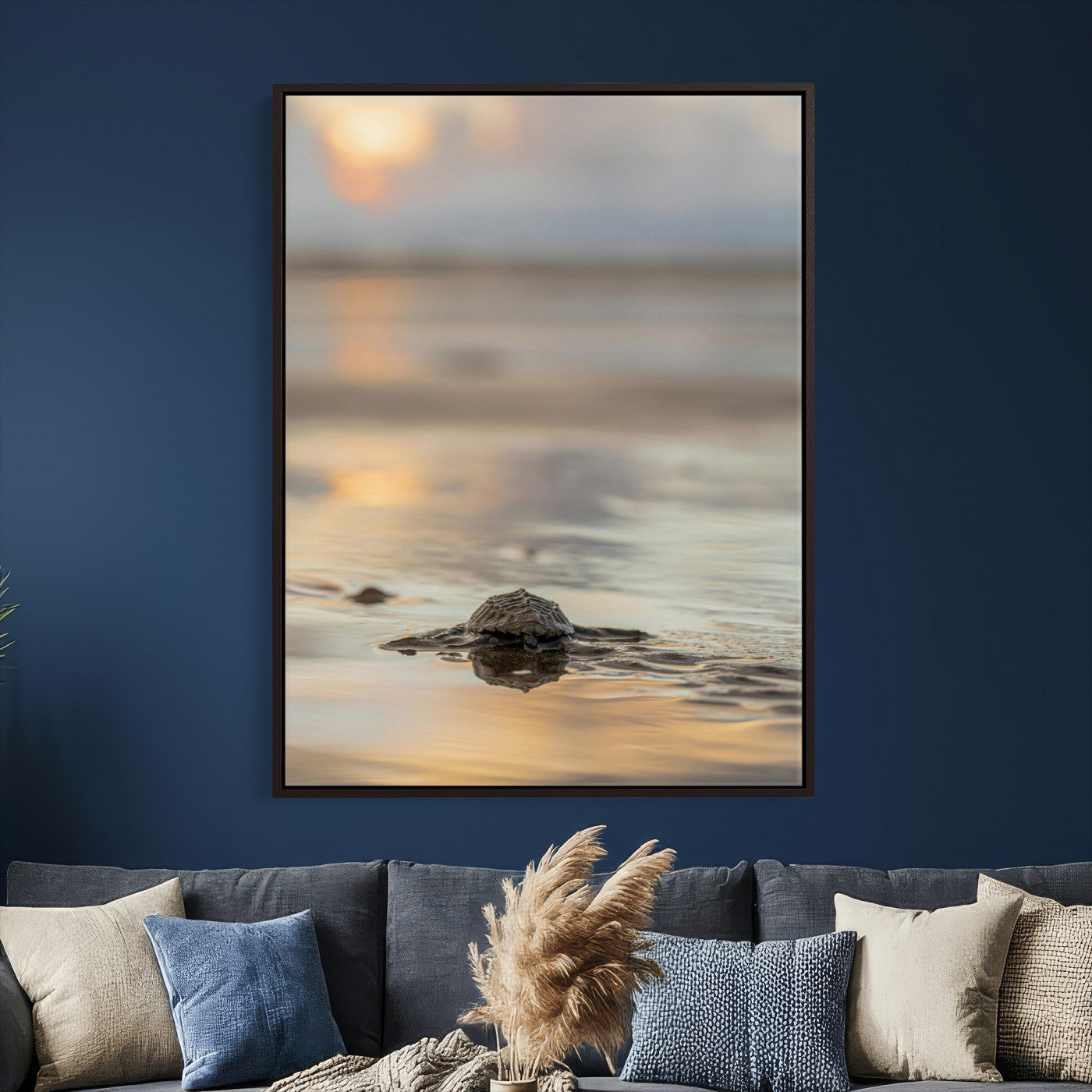 88625581-MGV-CV-24X36 - Sea Turtle Hatchling Wall Art Canvas Print – Soft Coastal Wildlife Photography Artwork Print for Living Room, Bedroom, and Beach House Decor