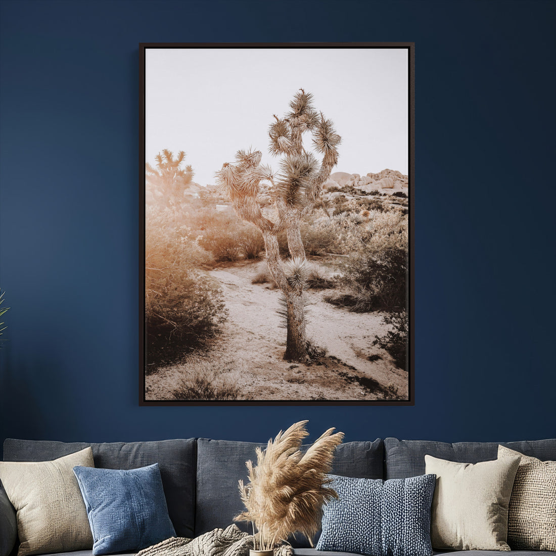 Joshua Tree Desert Wall Art Canvas Print, Minimal Southwest Boho Decor