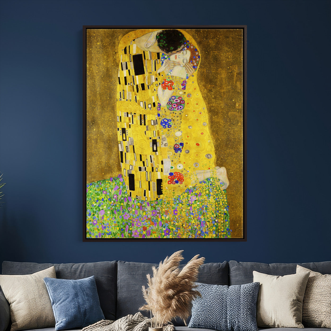77323081-MGV-CV-24X36 - The Kiss Wall Art Canvas Print – Gustav Klimt Inspired Gold Art Nouveau Painting