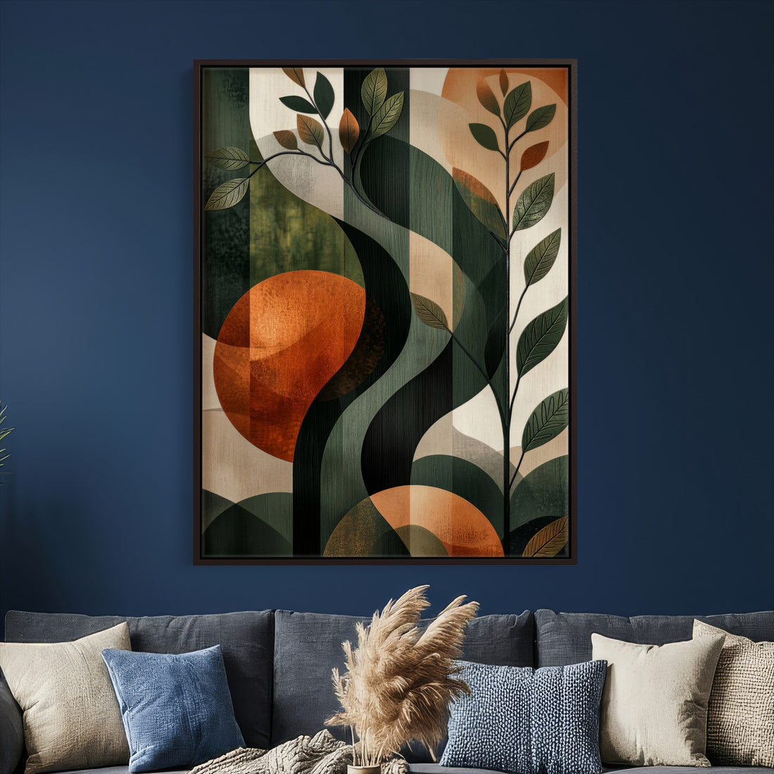 Abstract Green Flowers Wall Art Canvas Print