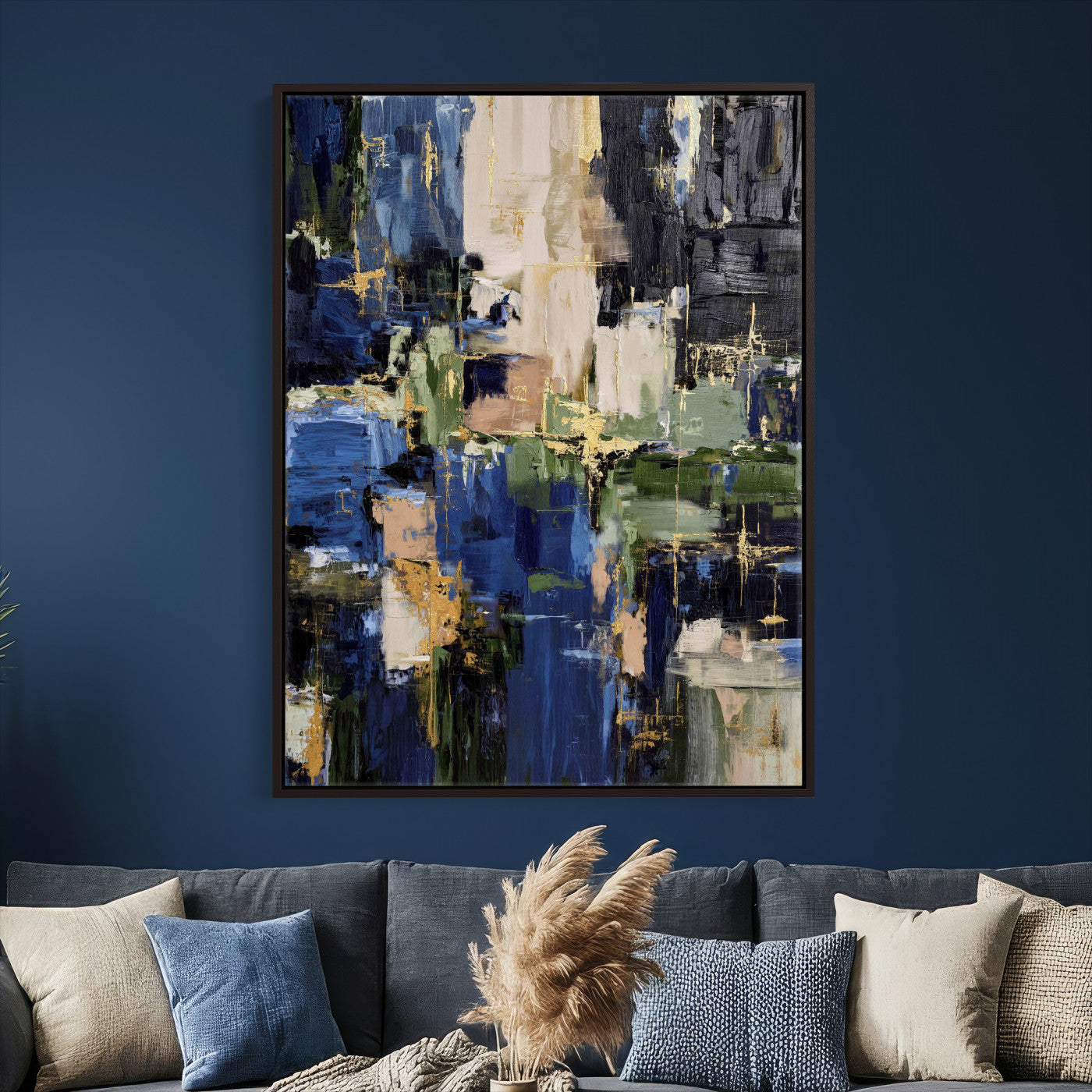 69517274-MGV-CV-24X36 - Abstract Dark Blue Wall Art Canvas Print