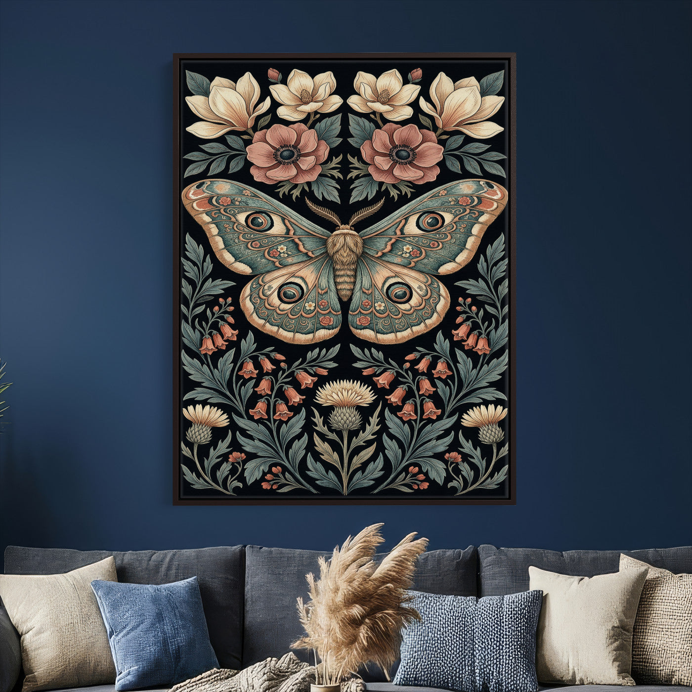 53492618-MGV-CV-24X36 - William Morris Style Prints Canvas Wall Art Lnner Framed, Vintage Bee Botanical Floral Wall Art Decor Pictures for Livingroom, Animals Pictures Decor Artwork