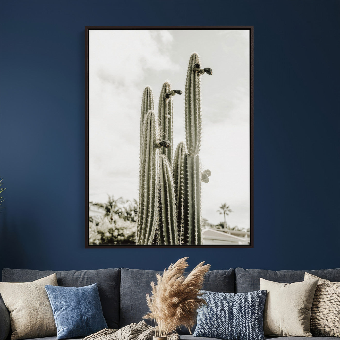79942620-MGV-CV-24X36 - Tall Saguaro Cactus in Desert Sun Wall Art Canvas Print - Minimalist Boho Botanical Decor