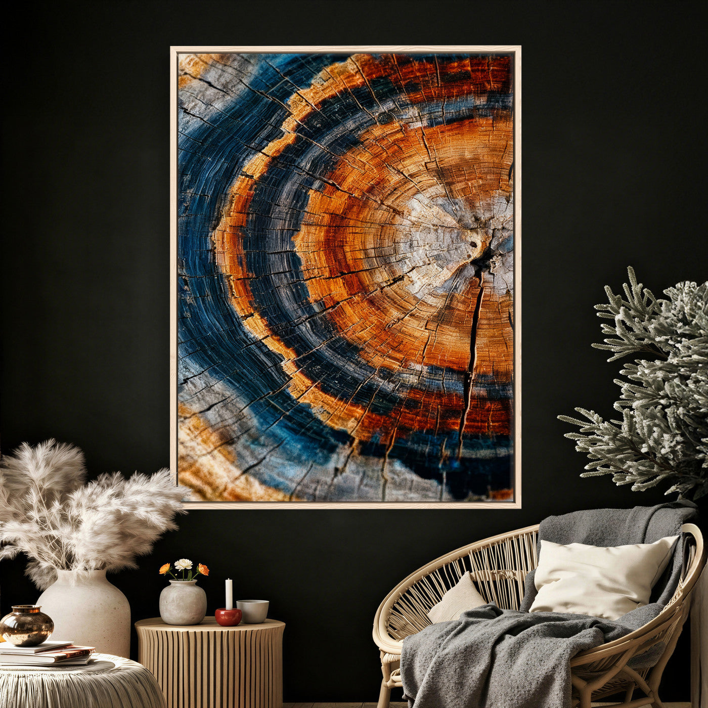 92693966C-MGV-CV-24X36 - Abstract Wood Grain Canvas Print, Tree Ring Pattern Wall Art, Framed Canvas Ready to Hang