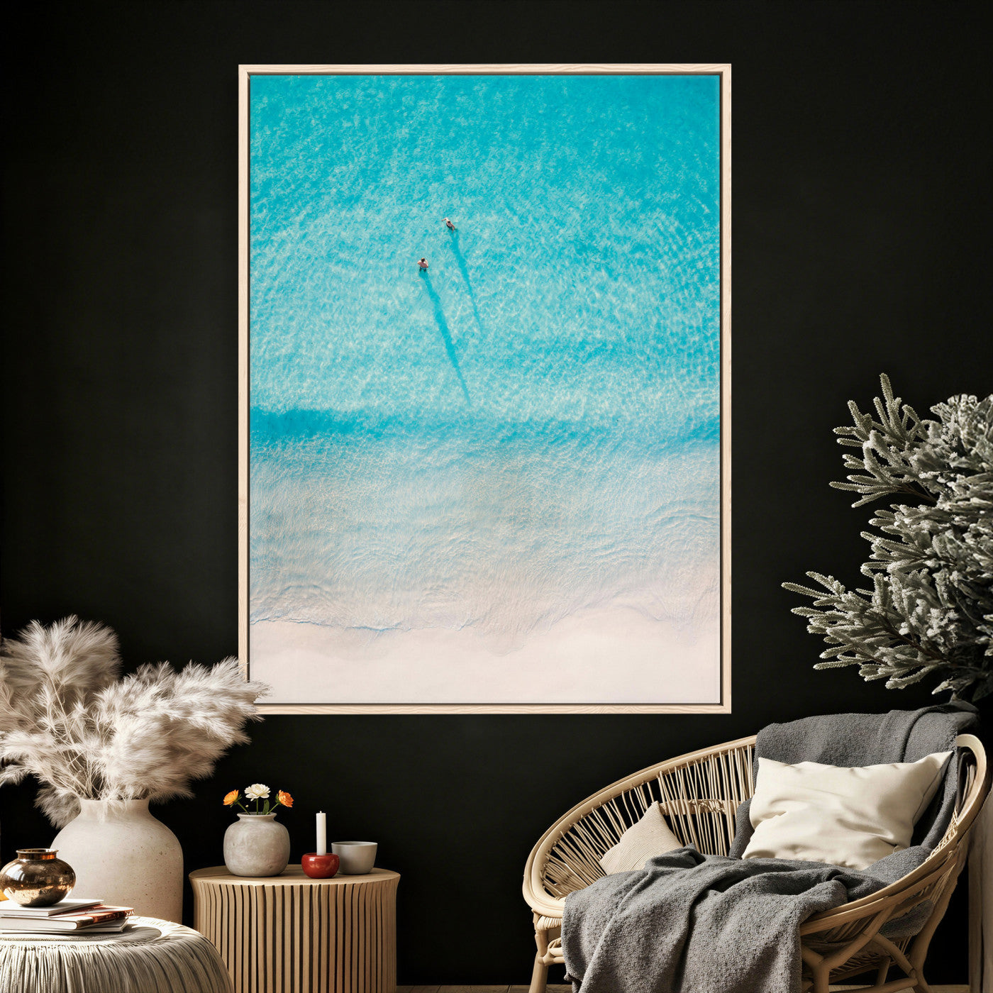 10632757-MGV-CV-24X36 - Aerial Turquoise Beach Wall Art Canvas Print – Minimal Coastal Ocean Photography Artwork Print for Living Room, Bedroom, and Modern Home Decor
