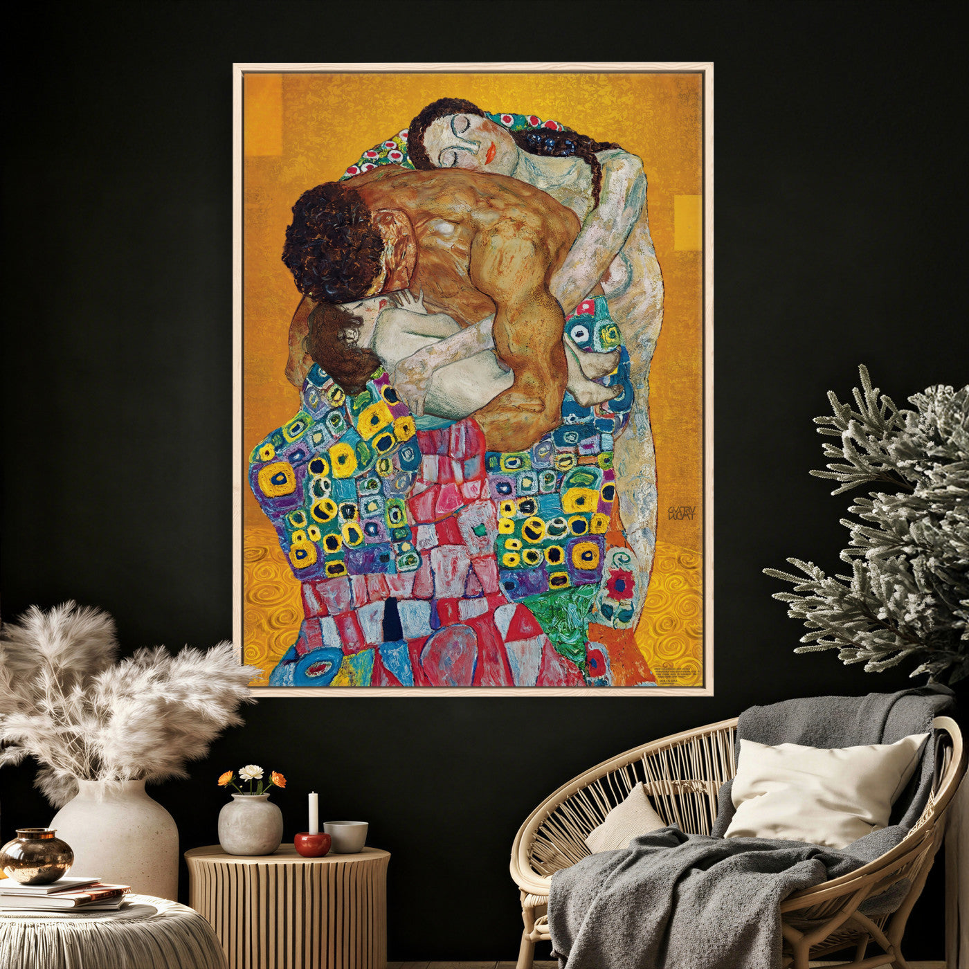 44640476-MGV-CV-24X36 - The Bride Wall Art Canvas Print – Gustav Klimt Inspired Romantic Embrace Painting