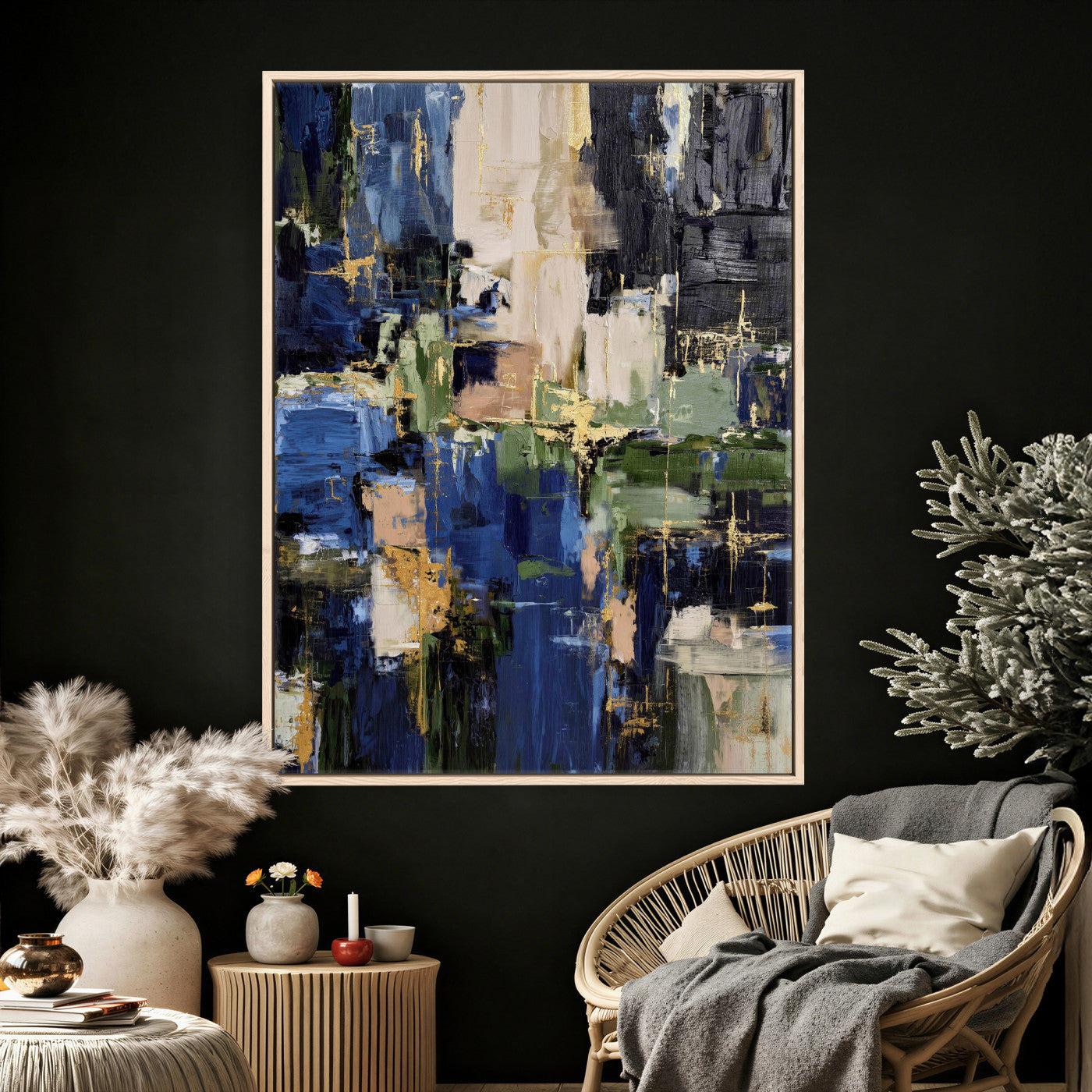 69517274-MGV-CV-24X36 - Abstract Dark Blue Wall Art Canvas Print