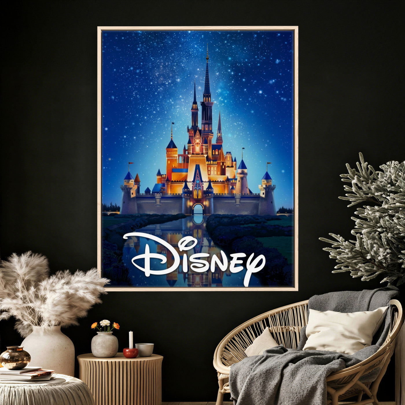 79435DS-MGV-CV-24X36 - Disney Castle Wall Art – Framed Magic Kingdom Canvas Artwork, Fairytale Design, Kids Room Fantasy Decor for Home, Office