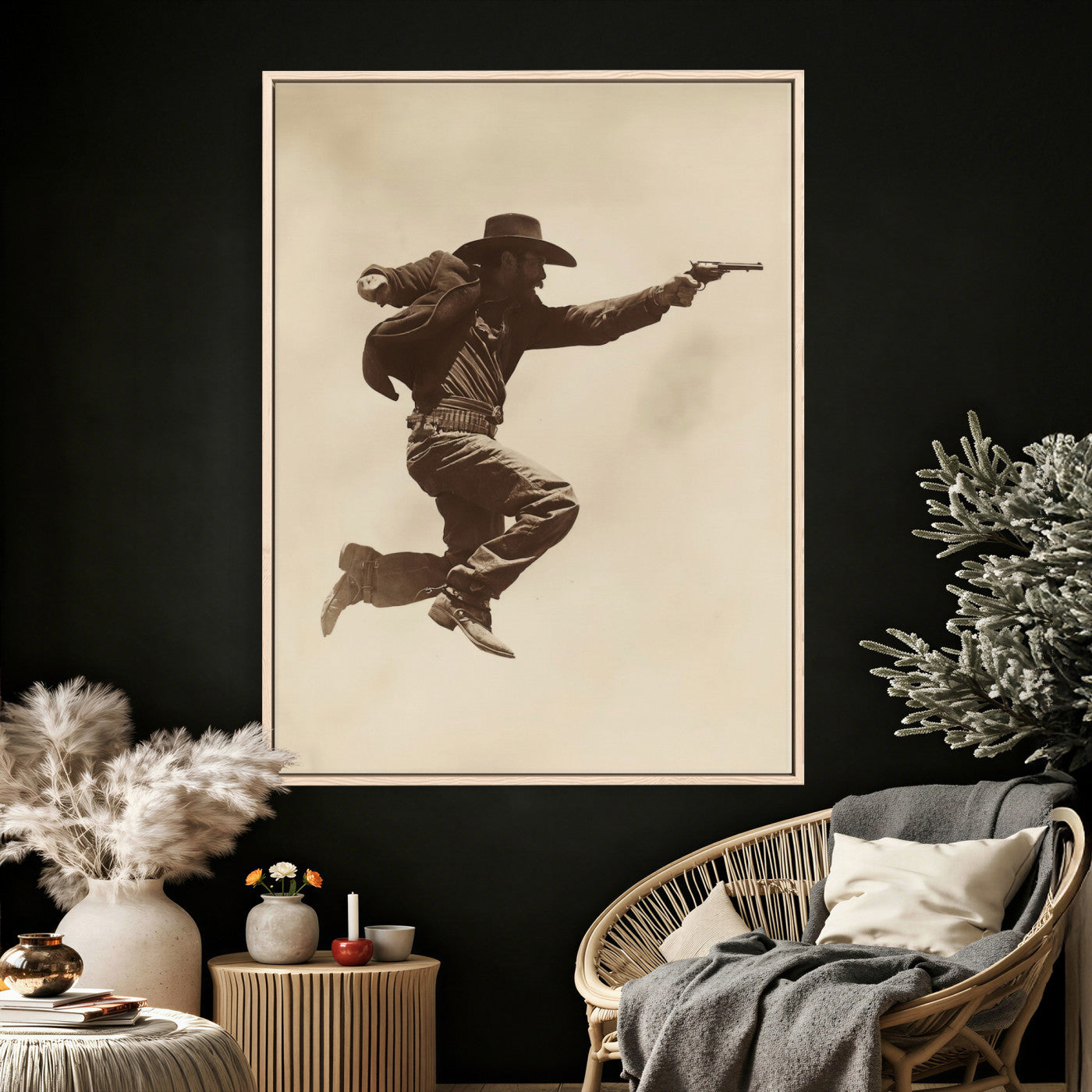 94461975G-MGV-CV-24X36 - Vintage Cowboy Wall Art Canvas Print, Western Gunfighter Decor
