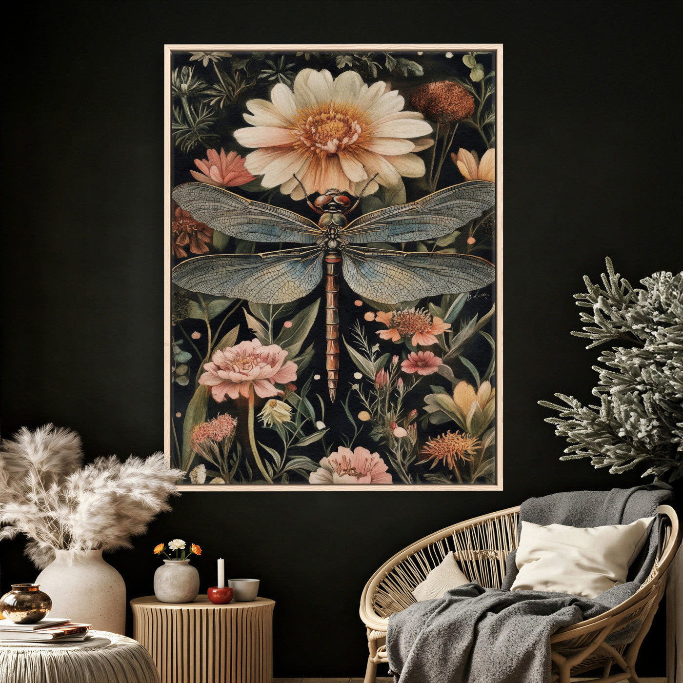 42409493-MGV-CV-24X36 - William Morris Style Prints Canvas Wall Art Lnner Framed, Vintage Bee Botanical Floral Wall Art Decor Pictures for Livingroom, Animals Pictures Decor Artwork