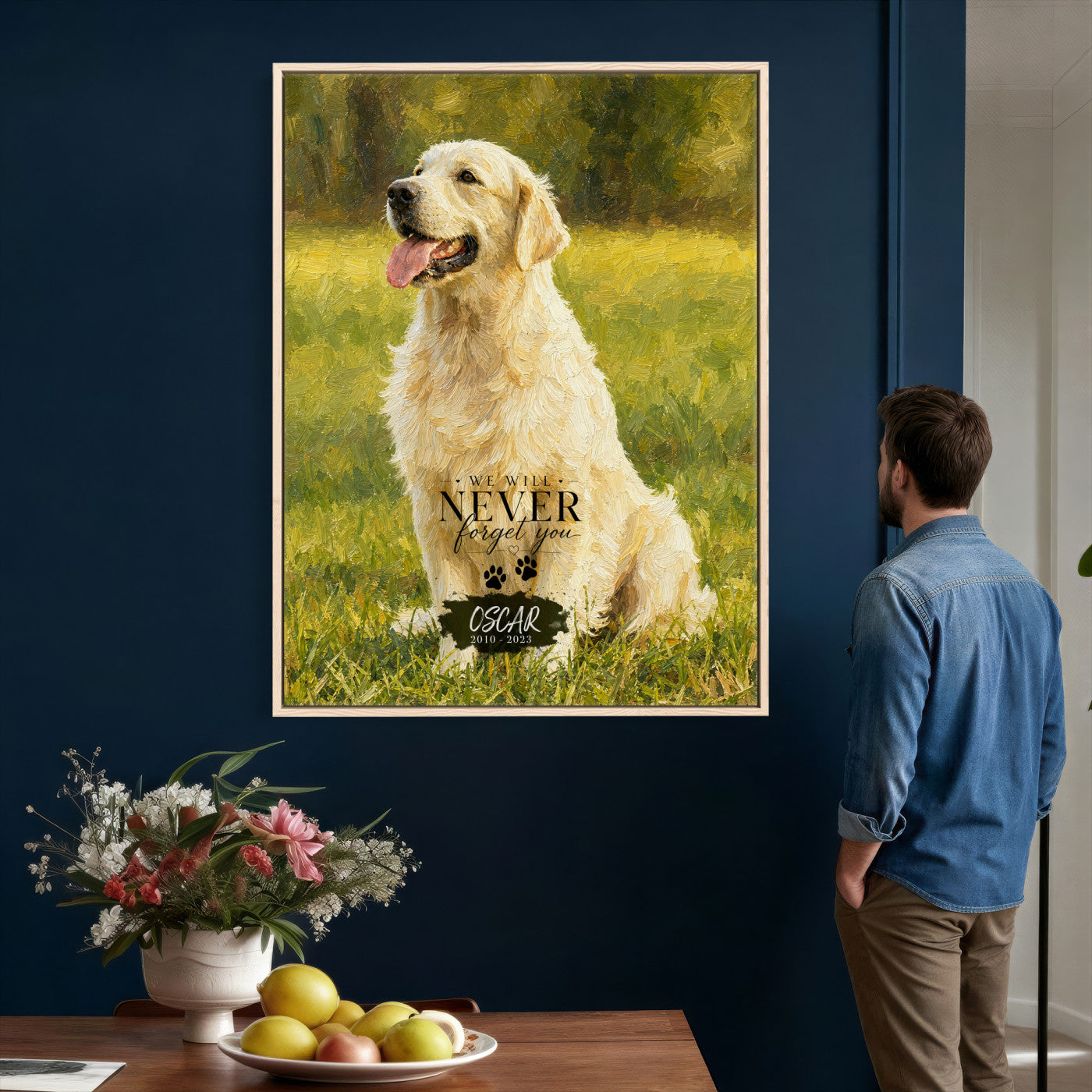 38460512V3-MGV-CV-24X36 - Pet Memorial Wall Art Canvas Print, Custom Dog Memorial Portrait, Personalized Angel Pet Loss Gift, Angel Wings Puppy Print