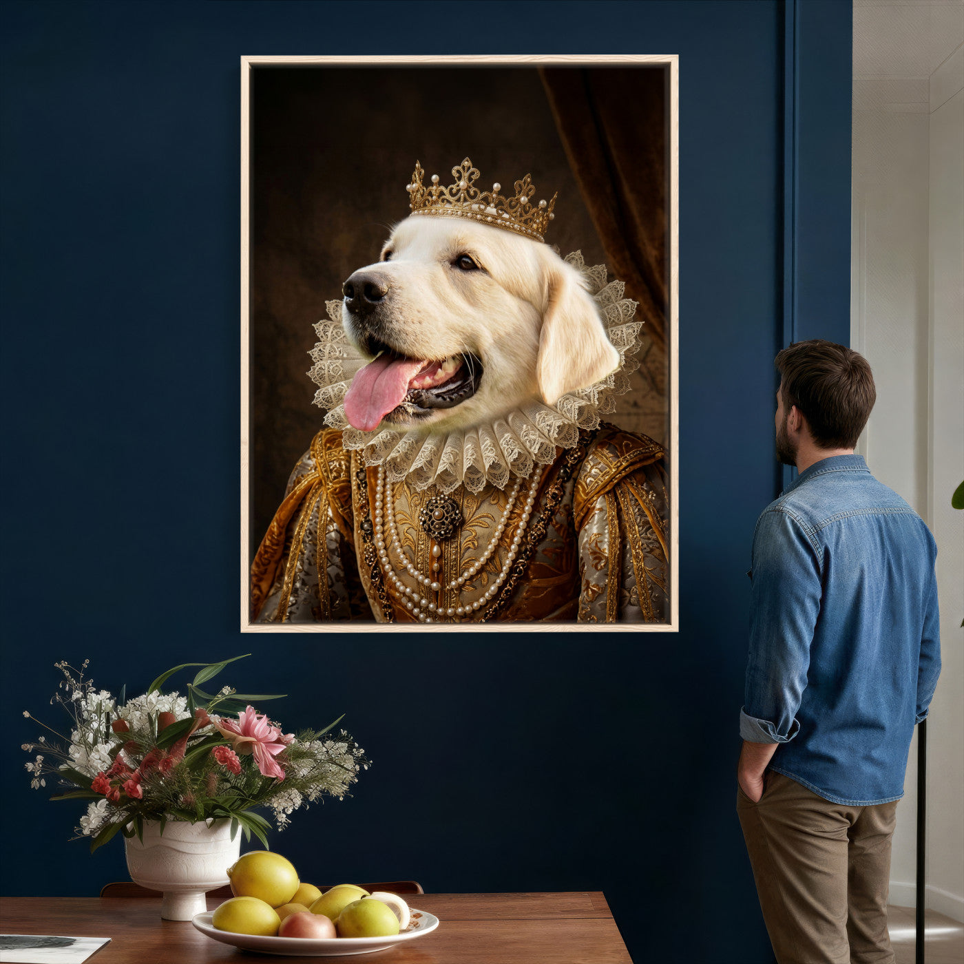 38460512L1-MGV-CV-24X36 - Custom Royal Pet Portrait Canvas, Your Dog or Cat as Queen King Aristocrat, Personalized Regal Animal Art