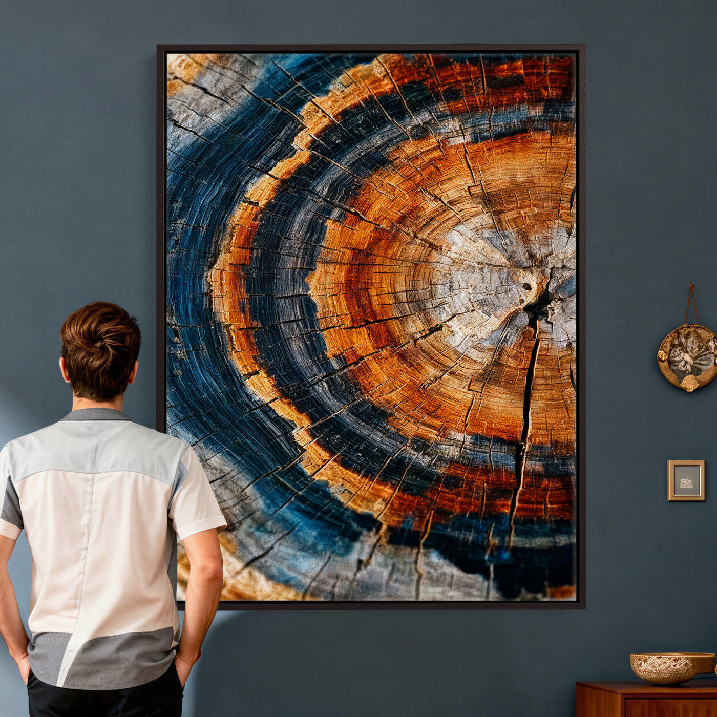 92693966C-MGV-CV-24X36 - Abstract Wood Grain Canvas Print, Tree Ring Pattern Wall Art, Framed Canvas Ready to Hang