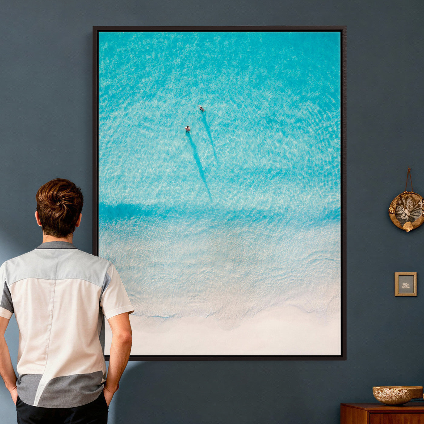 10632757-MGV-CV-24X36 - Aerial Turquoise Beach Wall Art Canvas Print – Minimal Coastal Ocean Photography Artwork Print for Living Room, Bedroom, and Modern Home Decor