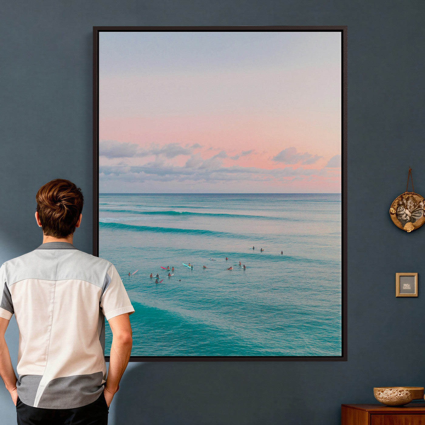 43011896-MGV-CV-24X36 - Beach Walk Wall Art Canvas Print – Soft Coastal Photography Artwork Print for Bedroom, Living Room, and Serene Home Decor