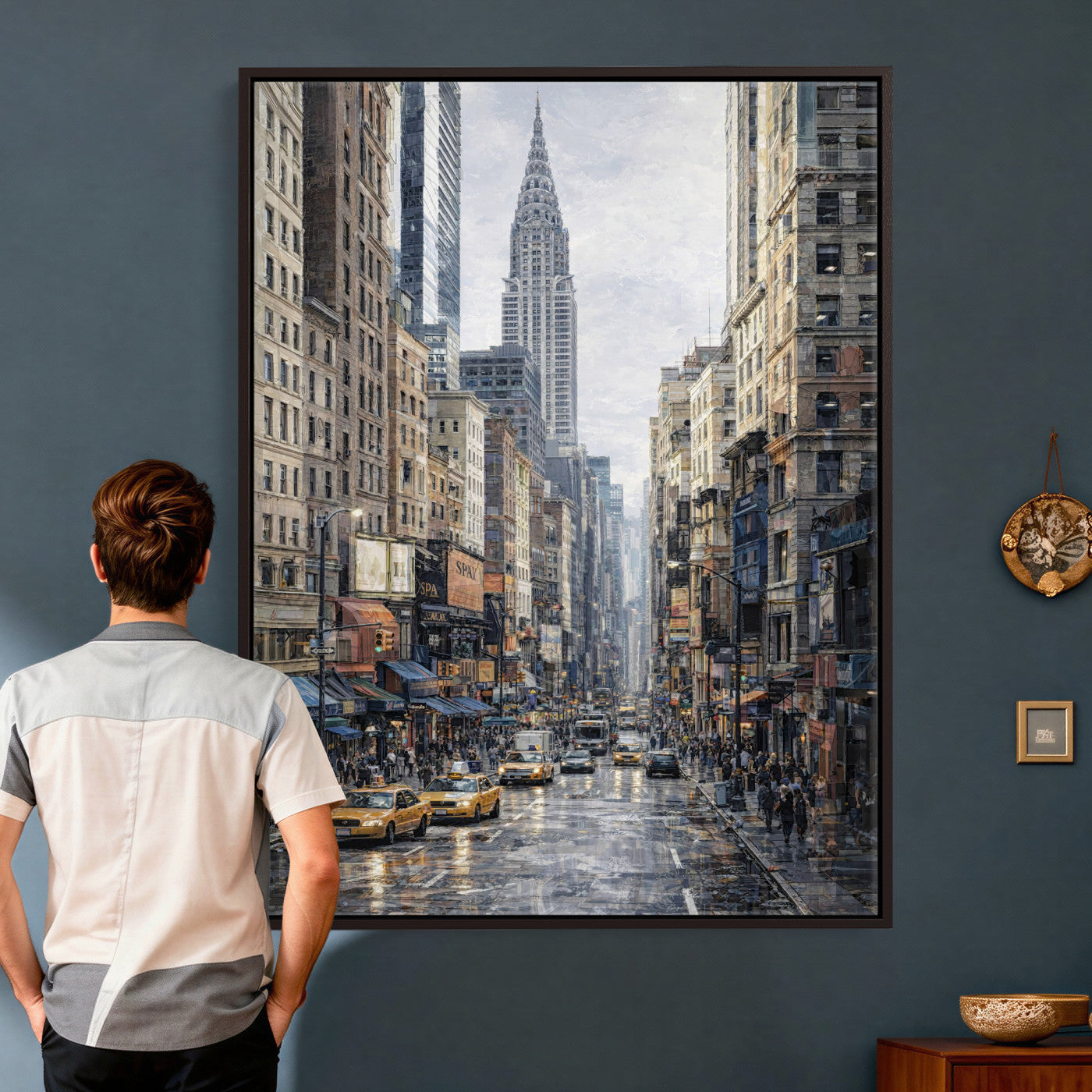 37693299-MGV-CV-24X36 - Chrysler Building New York Wall Art Canvas Print, Abstract NYC Street Painting Canvas Print, Modern Manhattan City Artwork for Living Room Decor