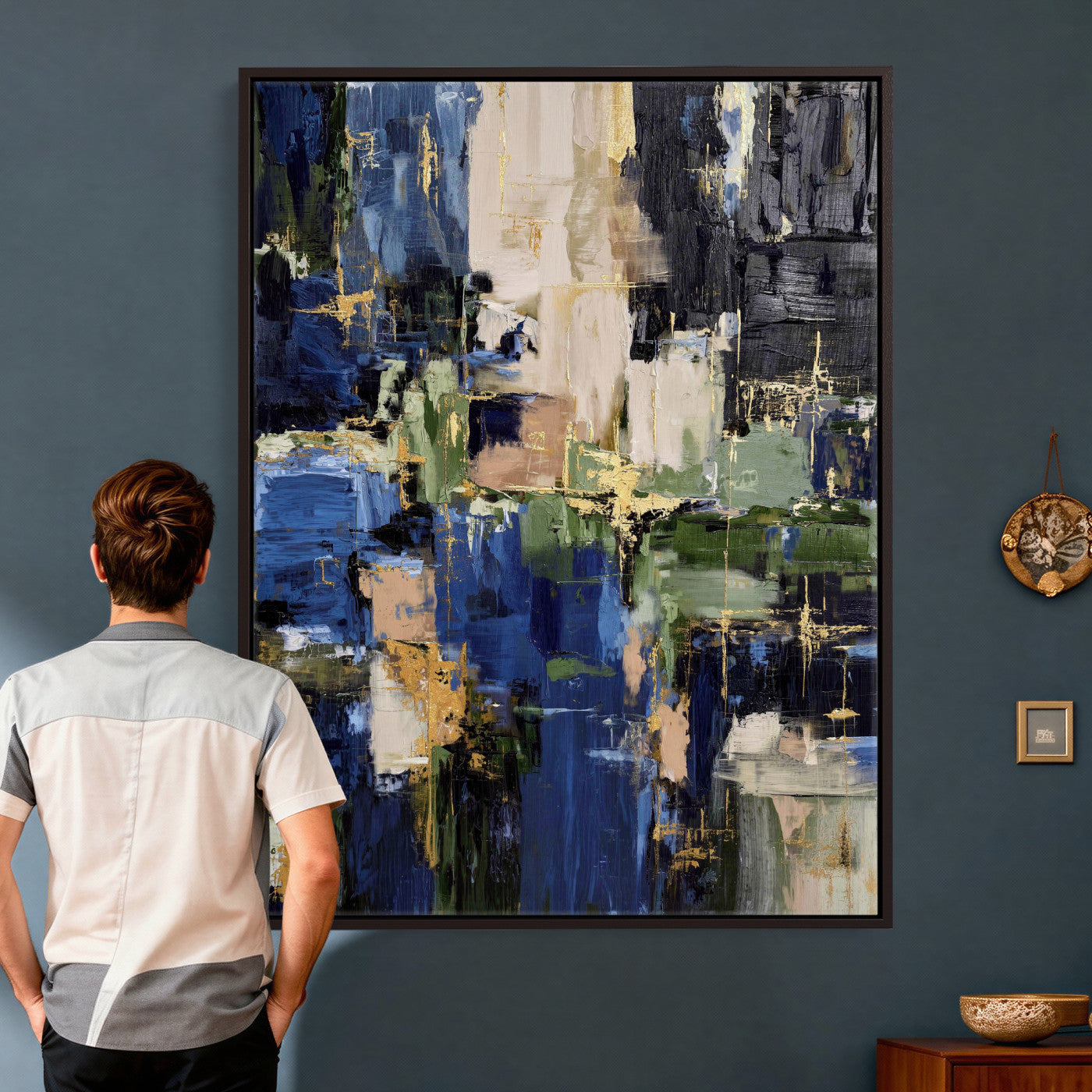 69517274-MGV-CV-24X36 - Abstract Dark Blue Wall Art Canvas Print
