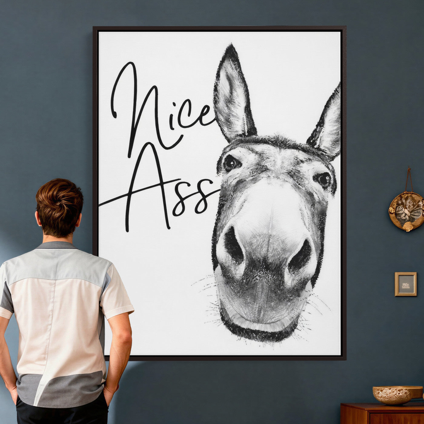 56057354-MGV-CV-24X36 - Nice Ass Funny Canvas Wall Art for Bathroom Wall Decor Cute Danke Humor Decor, Quirky Farmhouse Bathroom Art, Cow Lover Gift