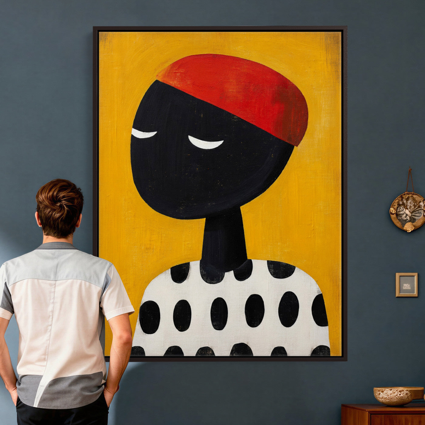 89224103-MGV-CV-24X36 - Abstract Portrait Wall Art Canvas Print, Framed Modern Figurative Artwork, Minimalist Contemporary Statement Wall Decor