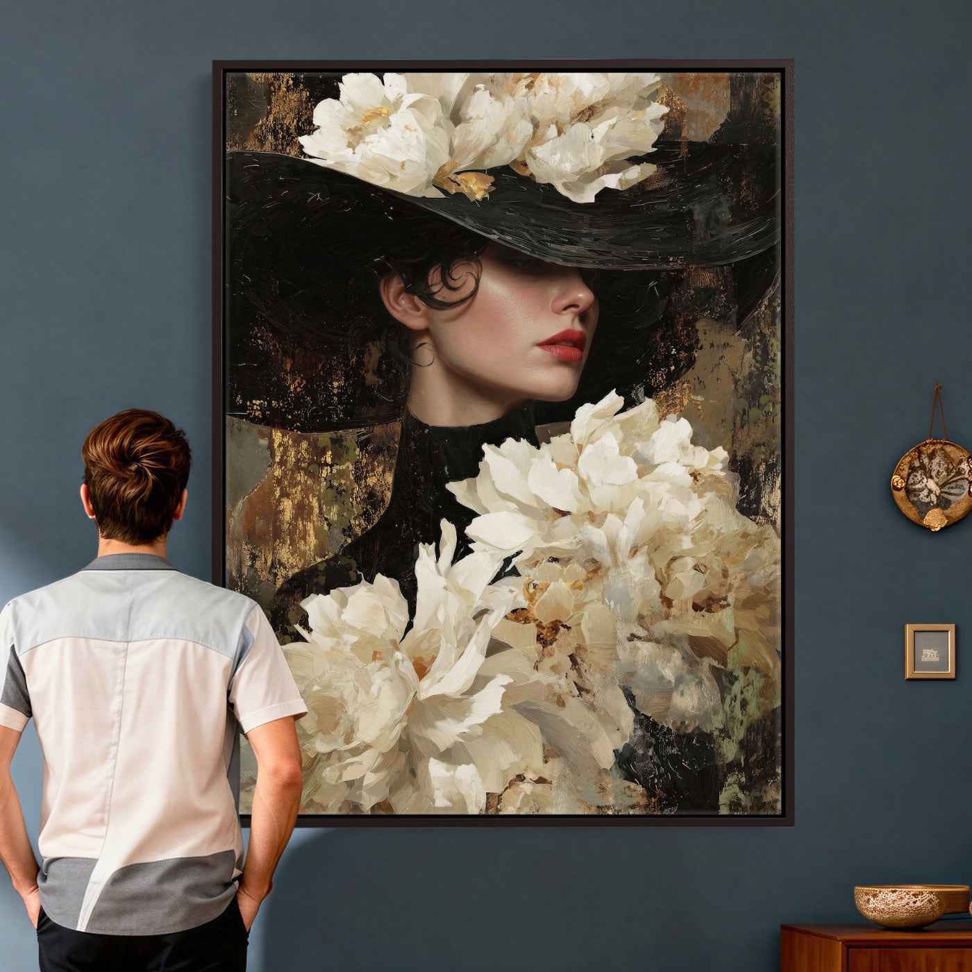 34147087-MGV-CV-24X36 - Glamour Woman Portrait Canvas Wall Art, Elegant Patel Women Portrait Print