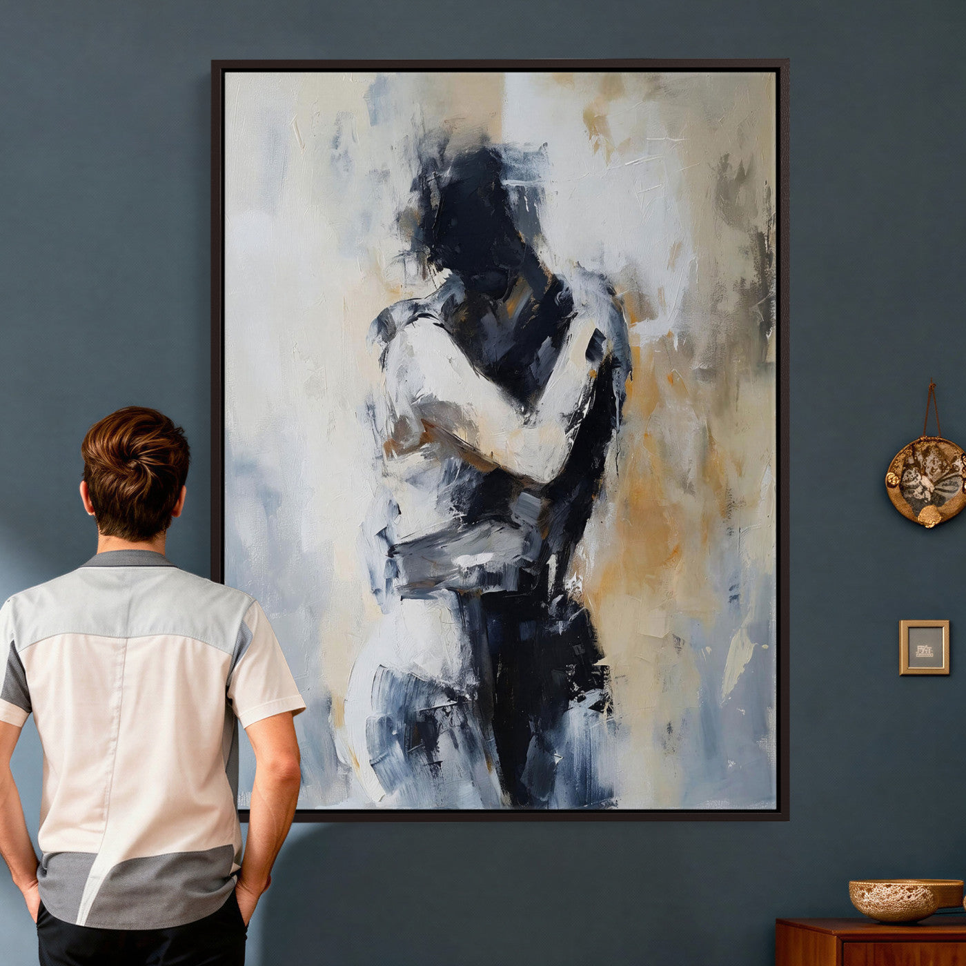 78448953-MGV-CV-24X36 - Monochrome Figurative Abstract Canvas Wall Art Moody Figure Oil Painting Print