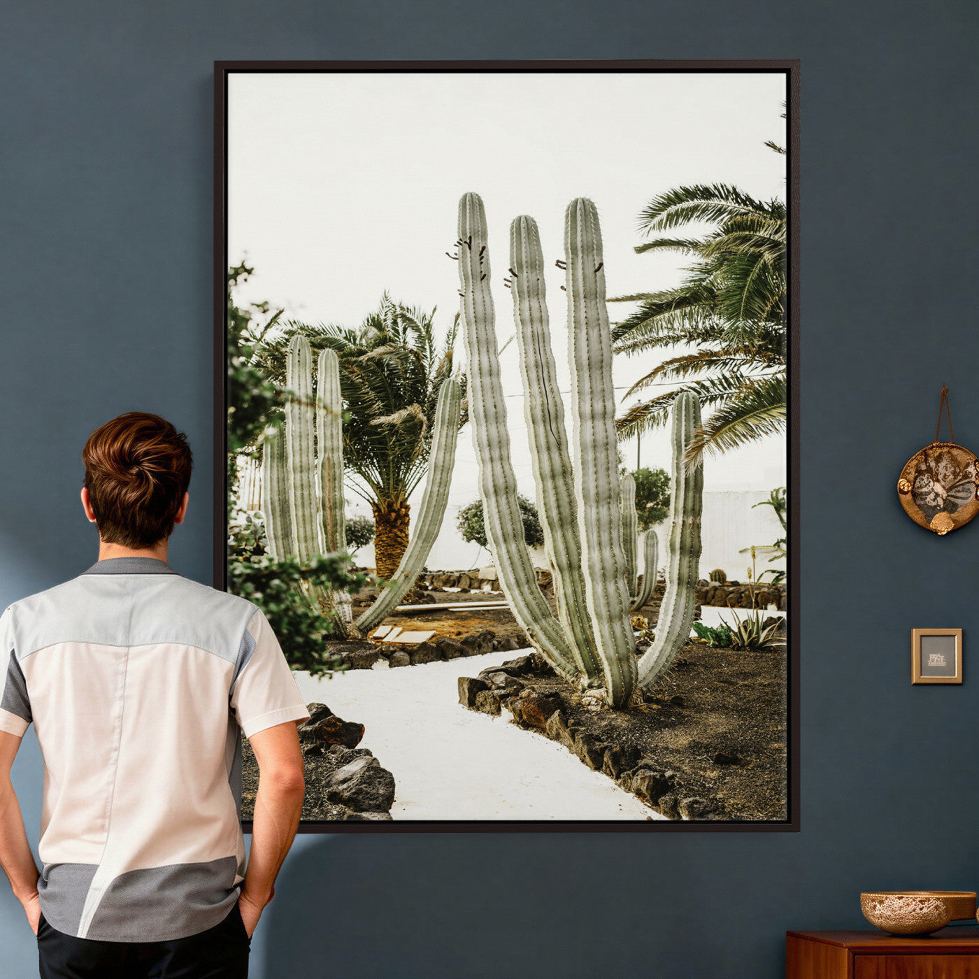 10167832-MGV-CV-24X36 - Cactus Garden Lanzarote Spain Wall Art Canvas Print - Cesar Manrique Desert Oasis Painting