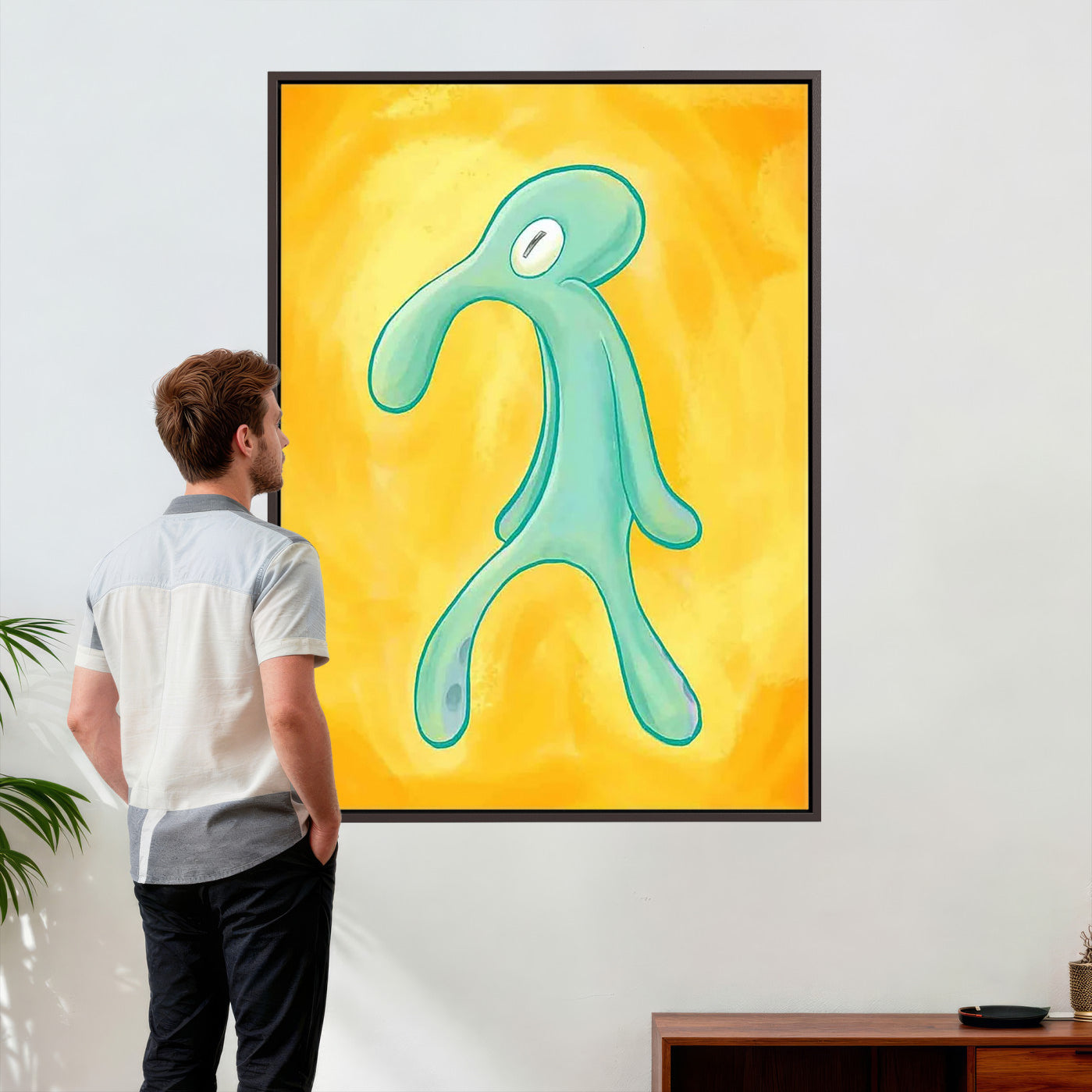 16453603-MGV-CV-24X36 - Squidward Tentacles Wall Art Canvas Print – Bold and Brash Style Artwork Print for Living Room, Office, and Creative Decor