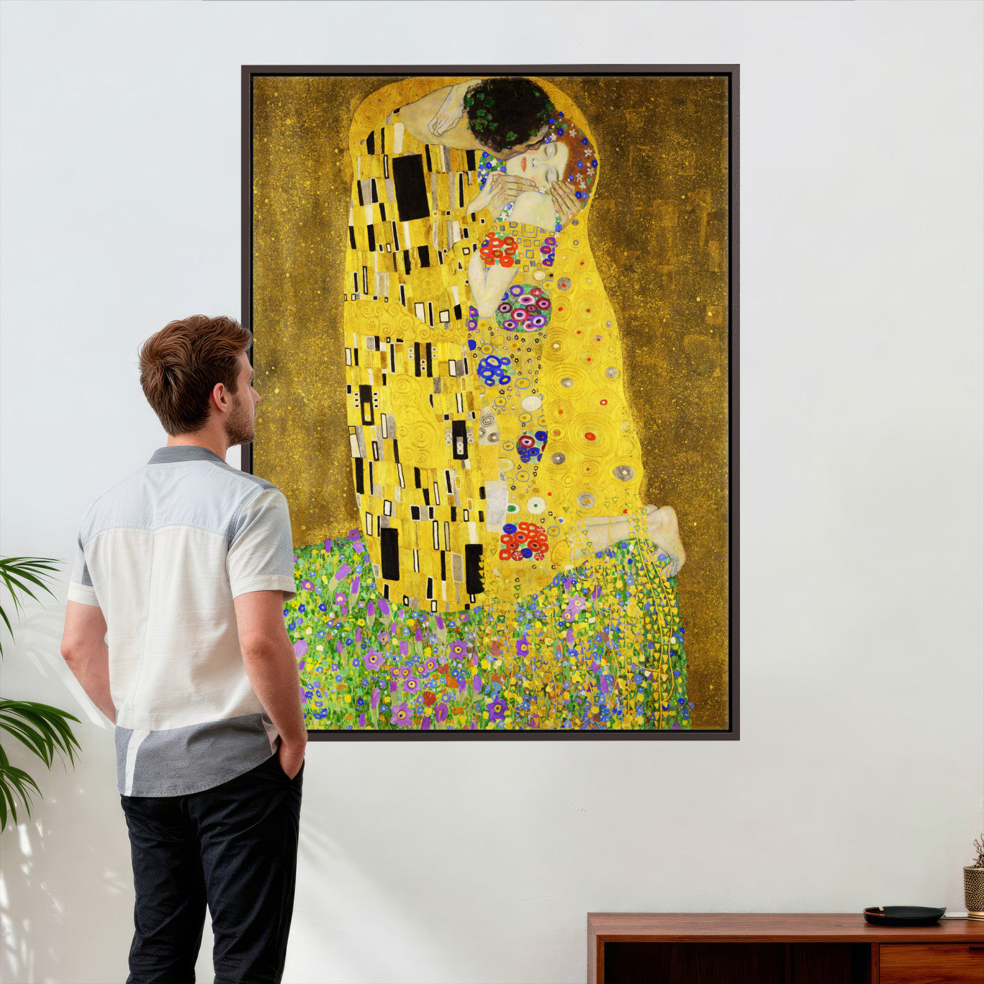 77323081-MGV-CV-24X36 - The Kiss Wall Art Canvas Print – Gustav Klimt Inspired Gold Art Nouveau Painting