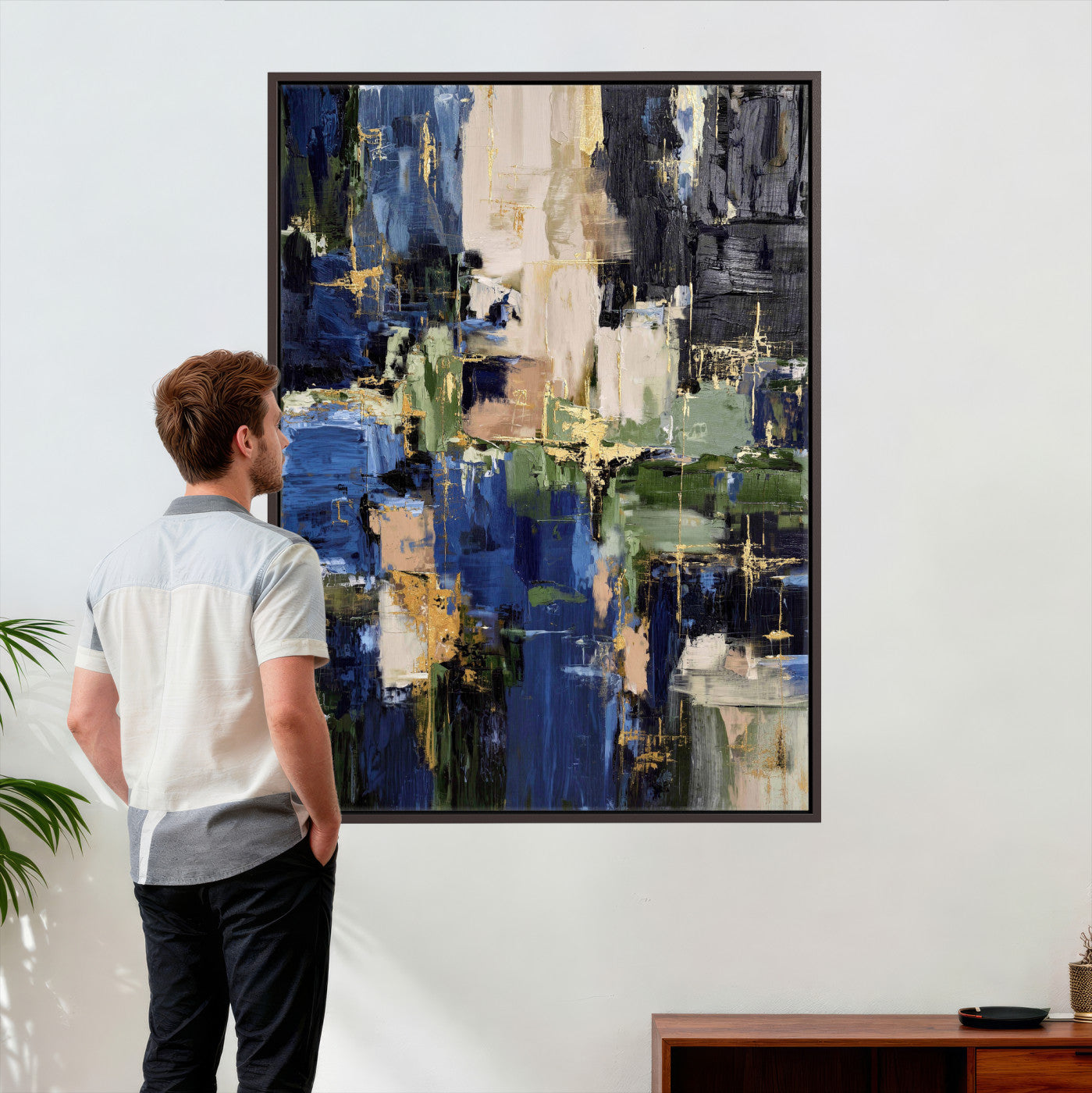 69517274-MGV-CV-24X36 - Abstract Dark Blue Wall Art Canvas Print
