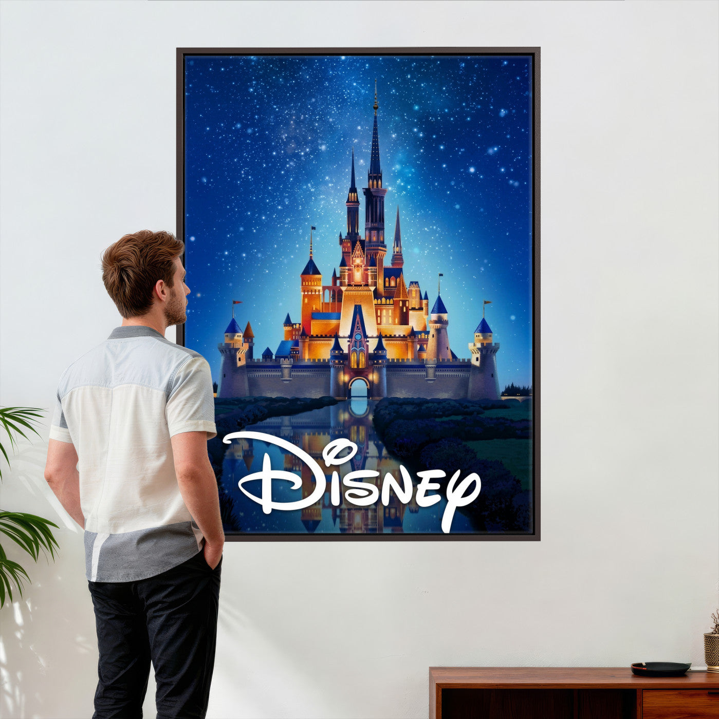 79435DS-MGV-CV-24X36 - Disney Castle Wall Art – Framed Magic Kingdom Canvas Artwork, Fairytale Design, Kids Room Fantasy Decor for Home, Office