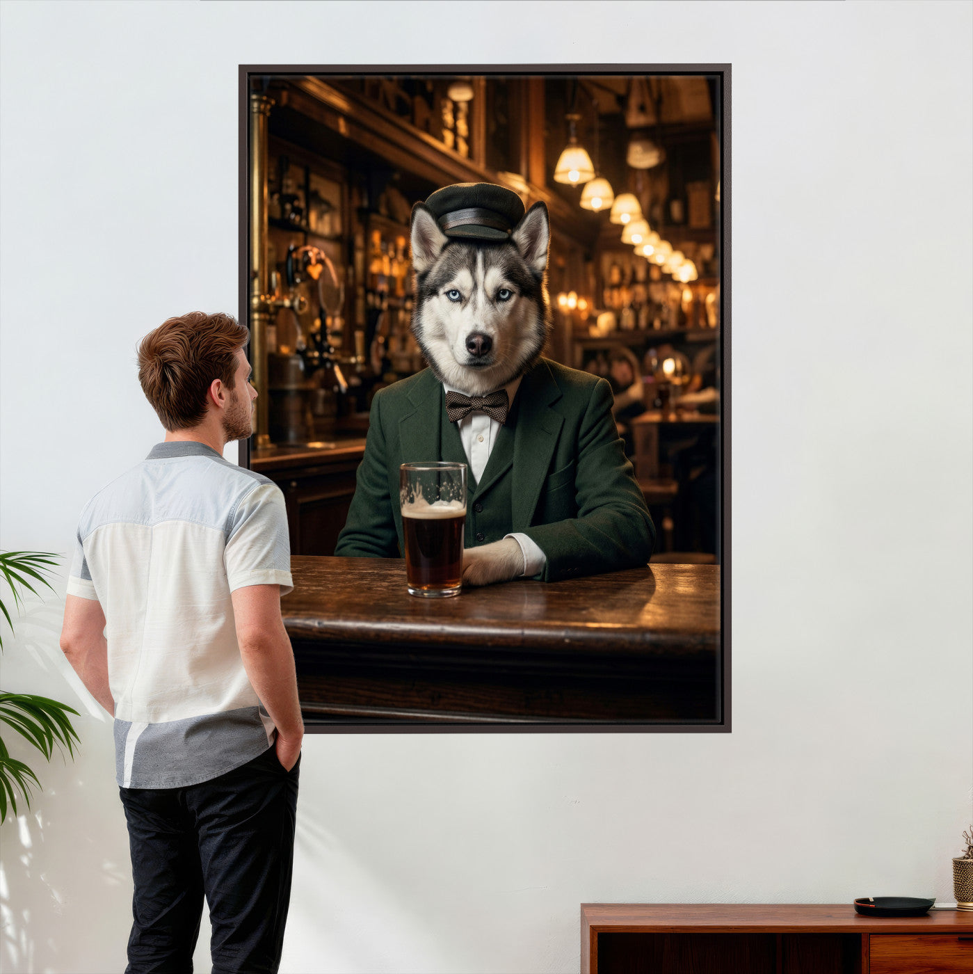 38460512H3-MGV-CV-24X36 - Custom Pet Portrait Canvas, Your Dog or Cat as a Dapper Human Character, Funny Personalized Animal Art