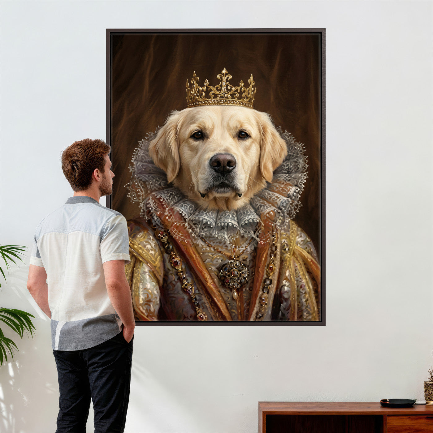 38460512L2-MGV-CV-24X36 - Custom Royal Pet Portrait Canvas, Your Dog or Cat as Queen King Aristocrat, Personalized Regal Animal Art
