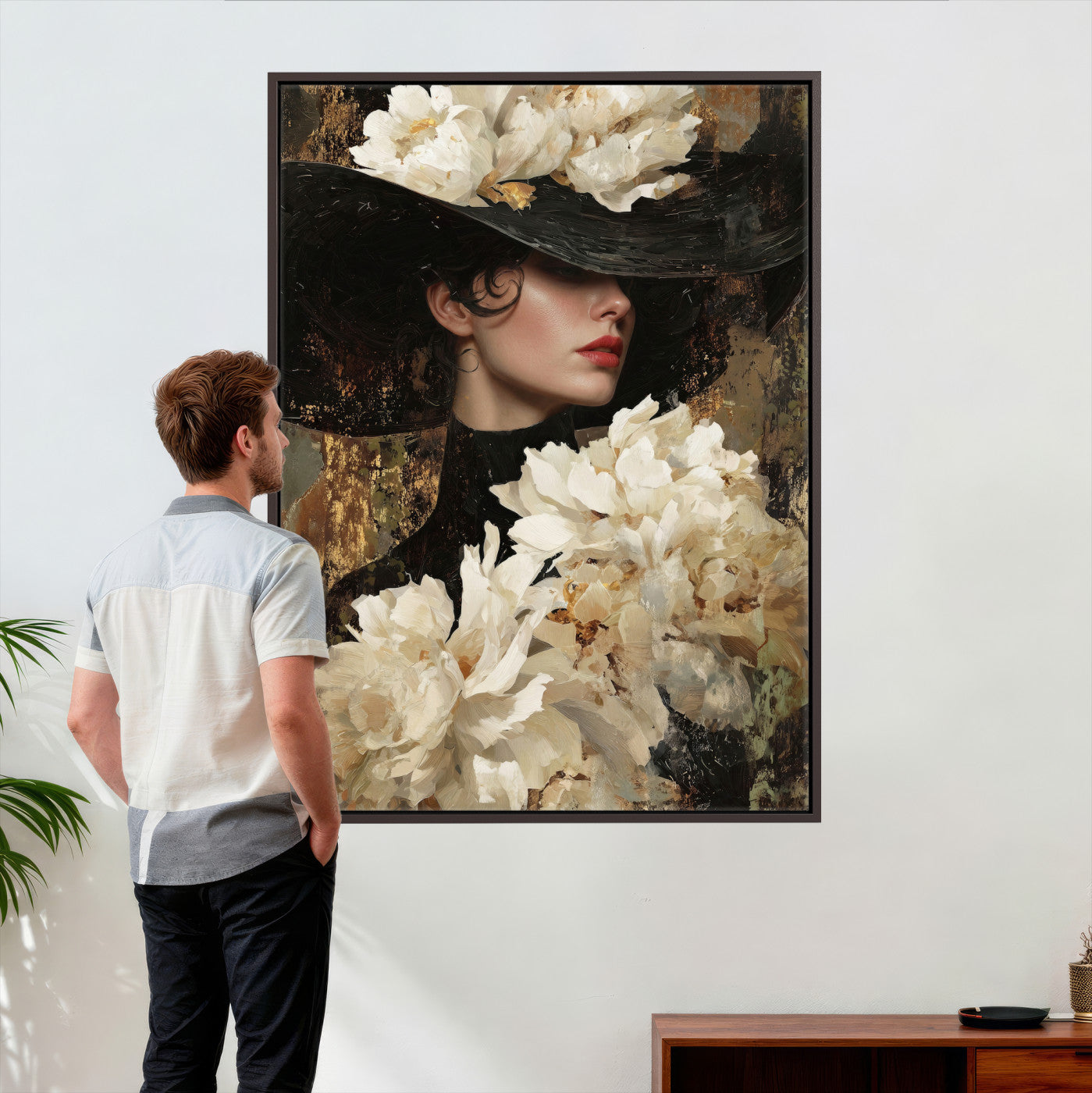 34147087-MGV-CV-24X36 - Glamour Woman Portrait Canvas Wall Art, Elegant Patel Women Portrait Print
