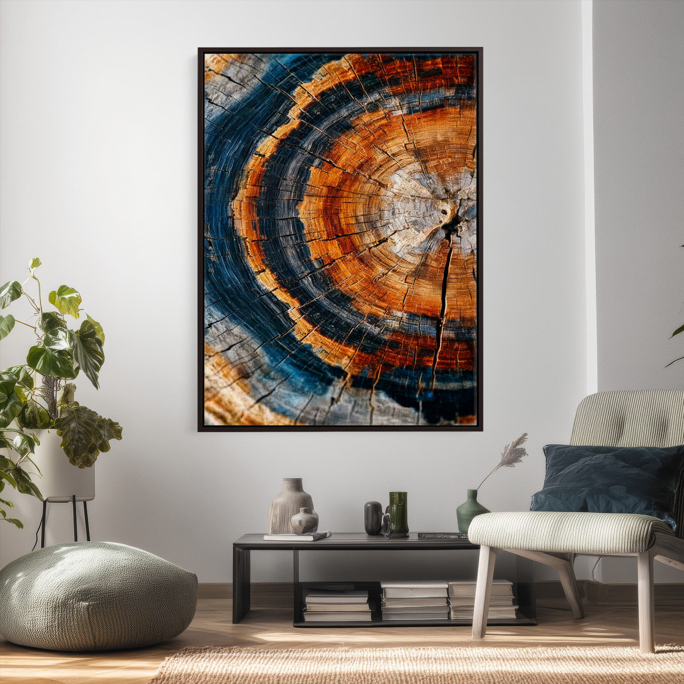 92693966C-MGV-CV-24X36 - Abstract Wood Grain Canvas Print, Tree Ring Pattern Wall Art, Framed Canvas Ready to Hang