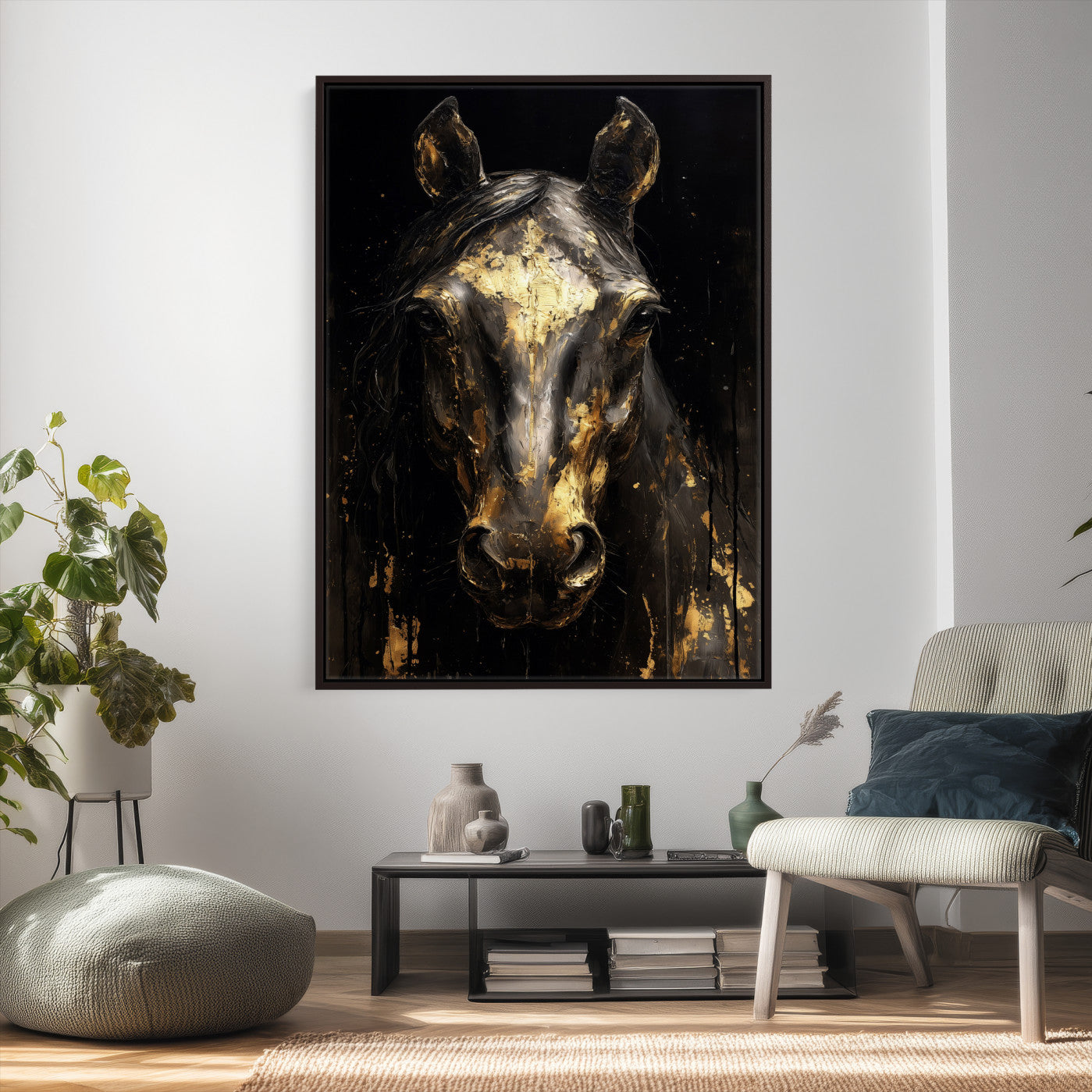 84049438-MGV-CV-24X36 - Abstract Horse Wall Art Canvas Print – Painting Style Western Equine Artwork Print for Living Room, Ranch, and Office Decor