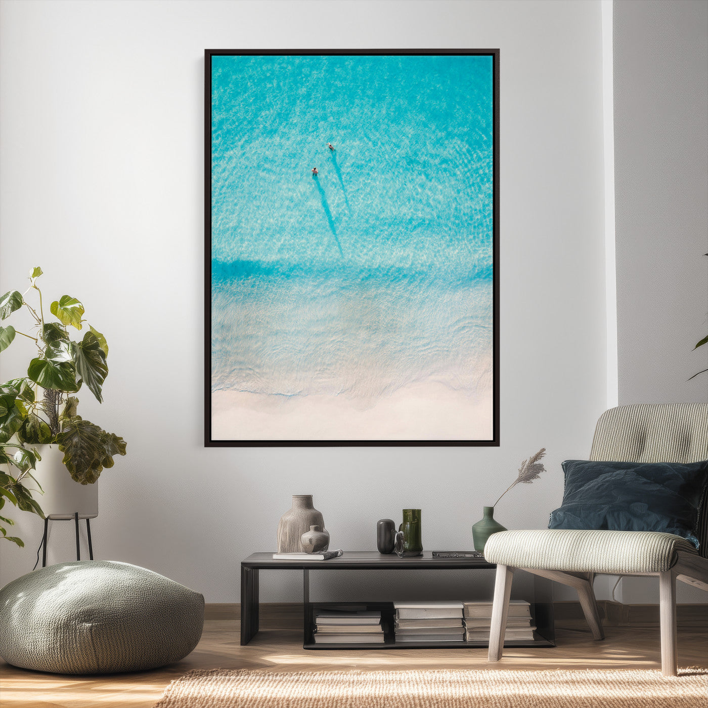 10632757-MGV-CV-24X36 - Aerial Turquoise Beach Wall Art Canvas Print – Minimal Coastal Ocean Photography Artwork Print for Living Room, Bedroom, and Modern Home Decor
