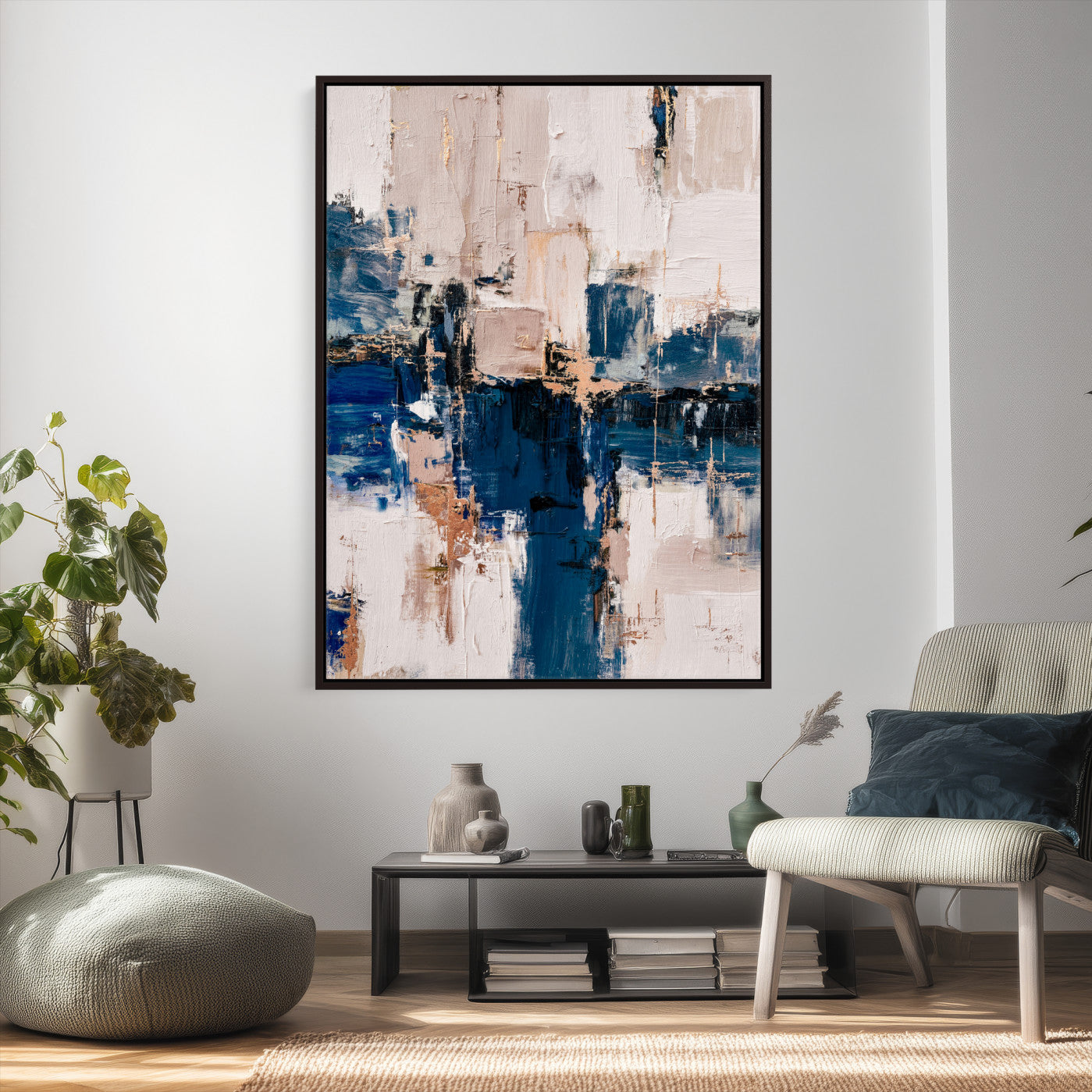 33344787-MGV-CV-24X36 - Abstract Navy Blue Wall Art Canvas Print