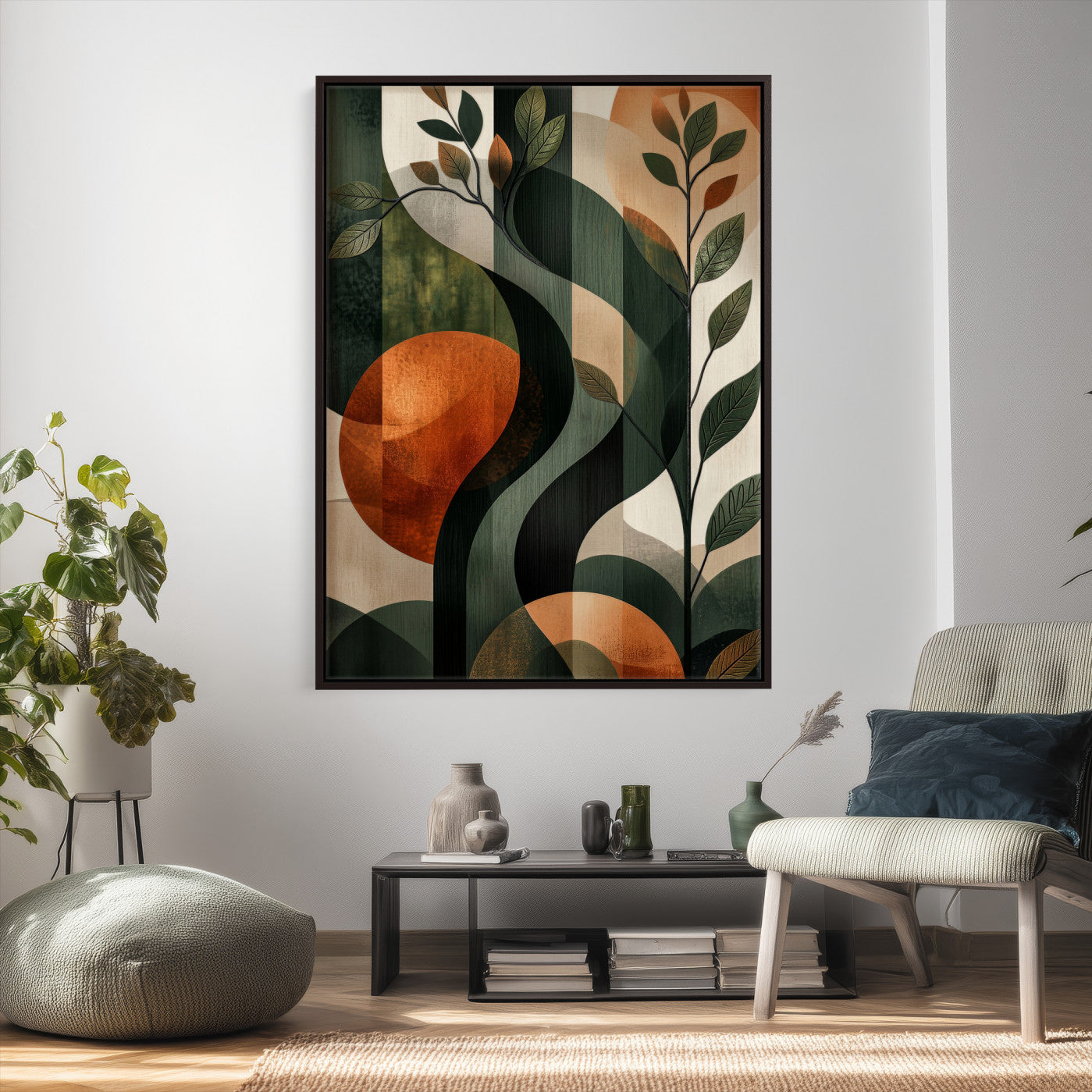 82797335-MGV-CV-24X36 - Abstract Green Flowers Wall Art Canvas Print