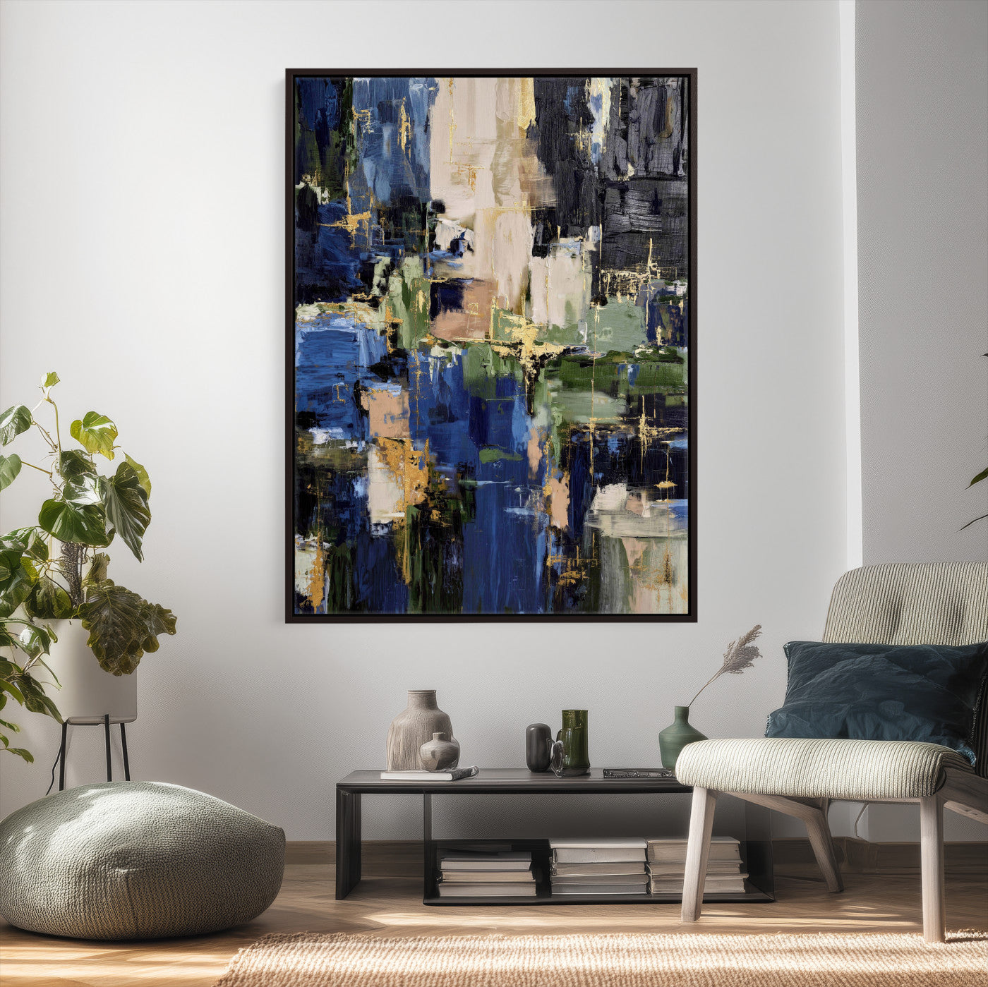 69517274-MGV-CV-24X36 - Abstract Dark Blue Wall Art Canvas Print