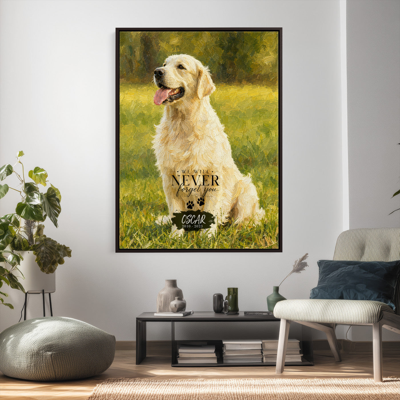 38460512V3-MGV-CV-24X36 - Pet Memorial Wall Art Canvas Print, Custom Dog Memorial Portrait, Personalized Angel Pet Loss Gift, Angel Wings Puppy Print