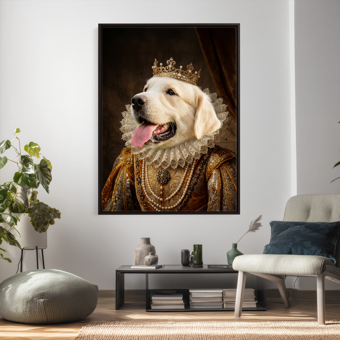 38460512L1-MGV-CV-24X36 - Custom Royal Pet Portrait Canvas, Your Dog or Cat as Queen King Aristocrat, Personalized Regal Animal Art