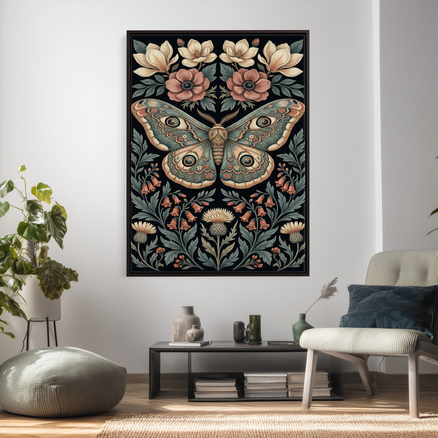 53492618-MGV-CV-24X36 - William Morris Style Prints Canvas Wall Art Lnner Framed, Vintage Bee Botanical Floral Wall Art Decor Pictures for Livingroom, Animals Pictures Decor Artwork