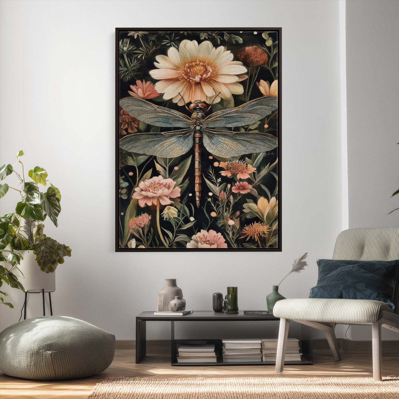 42409493-MGV-CV-24X36 - William Morris Style Prints Canvas Wall Art Lnner Framed, Vintage Bee Botanical Floral Wall Art Decor Pictures for Livingroom, Animals Pictures Decor Artwork