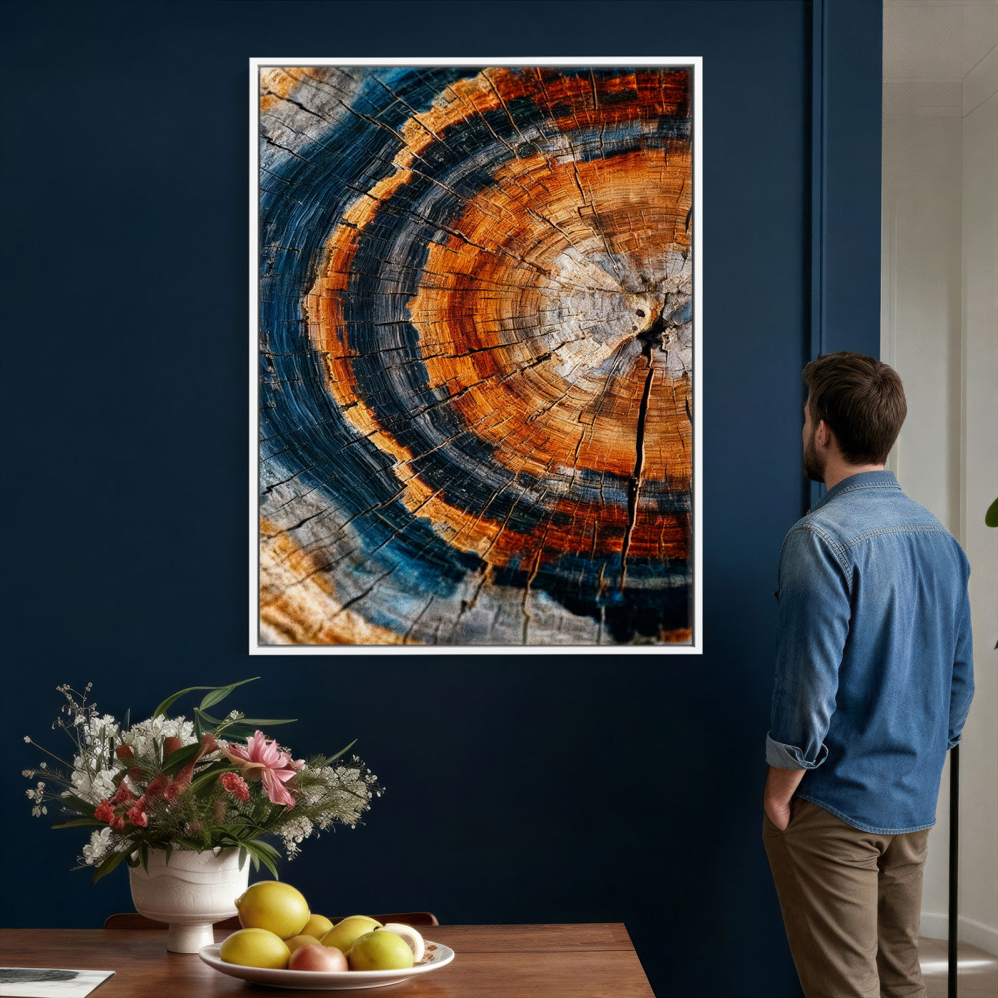 92693966C-MGV-CV-24X36 - Abstract Wood Grain Canvas Print, Tree Ring Pattern Wall Art, Framed Canvas Ready to Hang