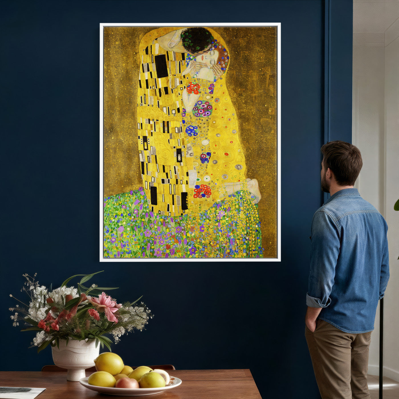77323081-MGV-CV-24X36 - The Kiss Wall Art Canvas Print – Gustav Klimt Inspired Gold Art Nouveau Painting