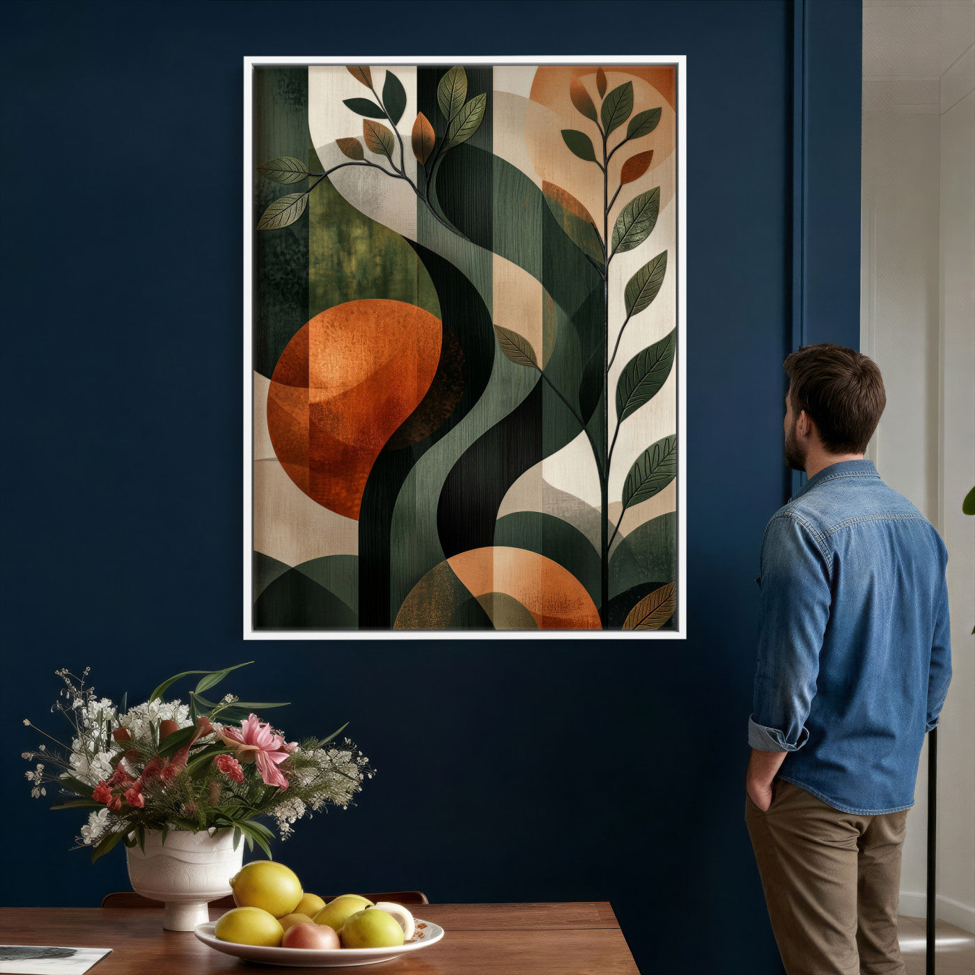 82797335-MGV-CV-24X36 - Abstract Green Flowers Wall Art Canvas Print