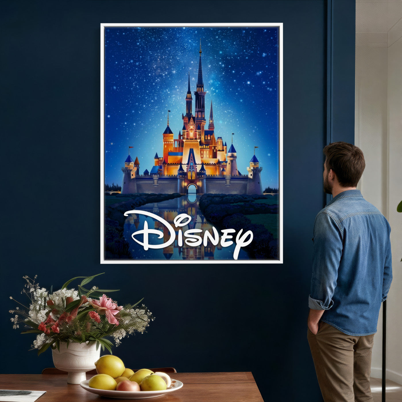 79435DS-MGV-CV-24X36 - Disney Castle Wall Art – Framed Magic Kingdom Canvas Artwork, Fairytale Design, Kids Room Fantasy Decor for Home, Office