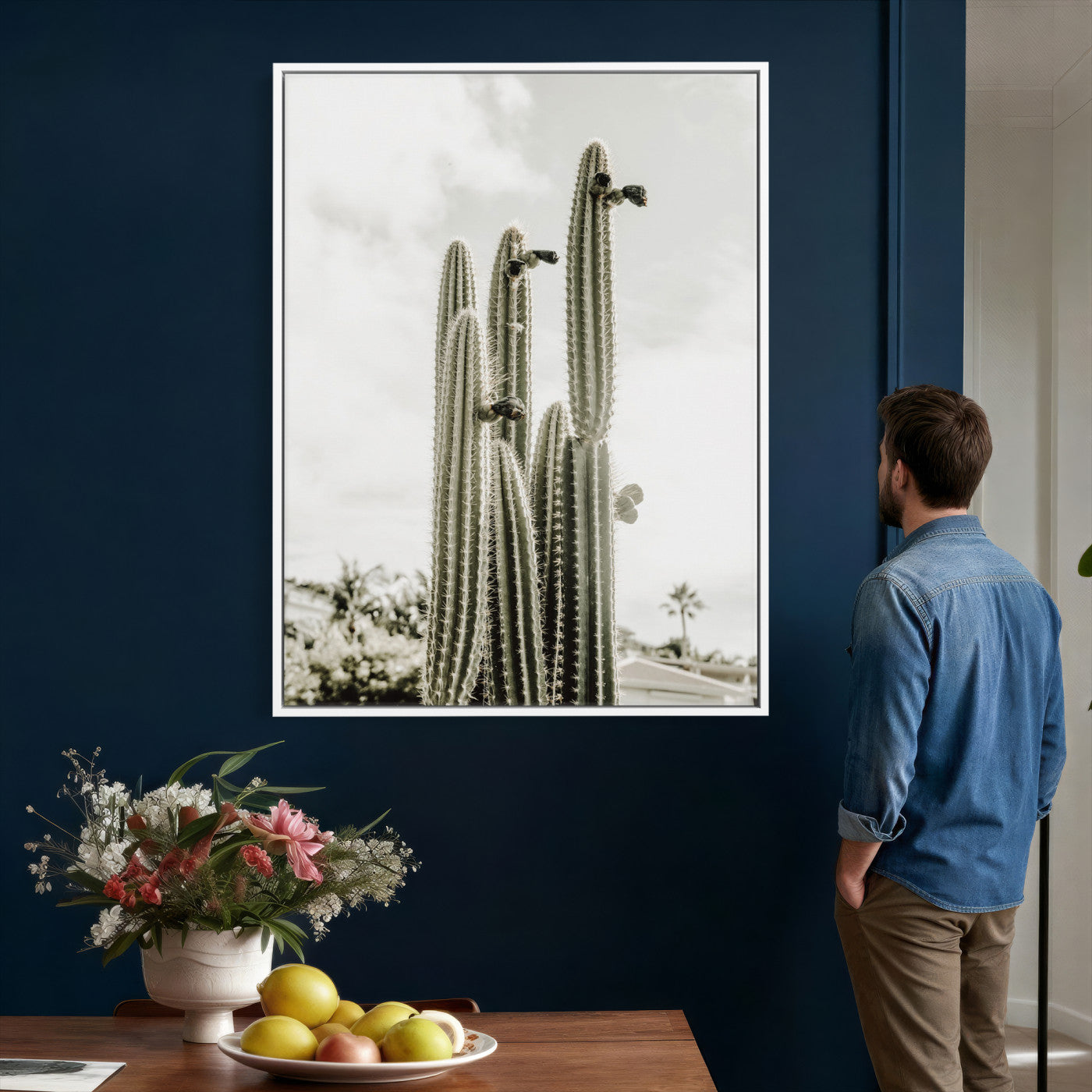 79942620-MGV-CV-24X36 - Tall Saguaro Cactus in Desert Sun Wall Art Canvas Print - Minimalist Boho Botanical Decor