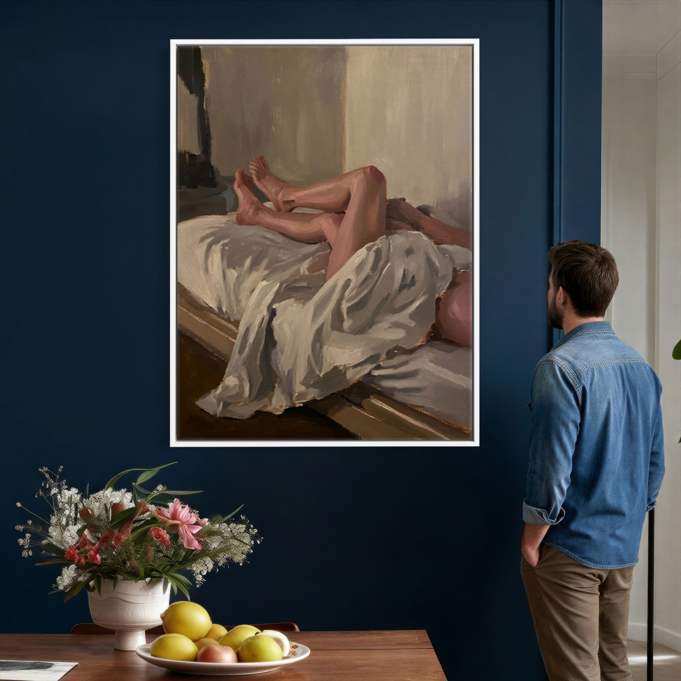 32200836-MGV-CV-24X36 - Gay Love in Bed Wall Art Canvas Print - Mood Impressionist Oil Painting Fine Art