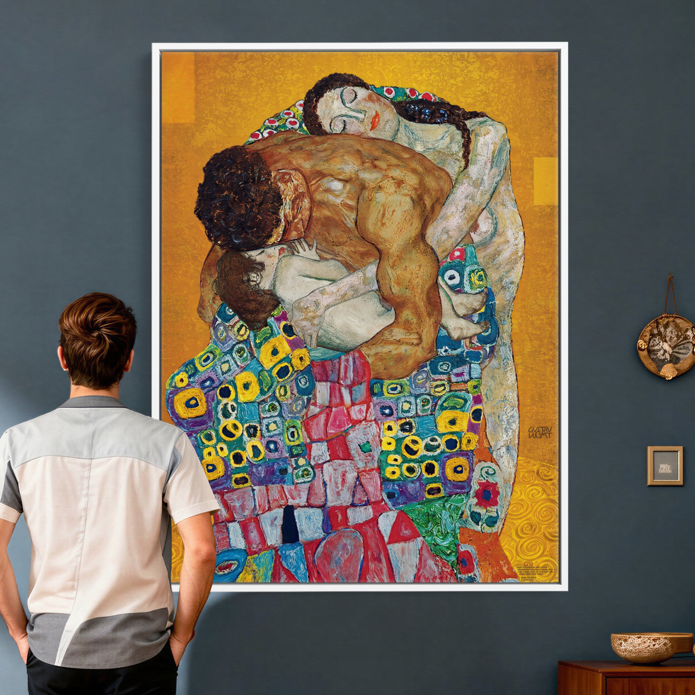 44640476-MGV-CV-24X36 - The Bride Wall Art Canvas Print – Gustav Klimt Inspired Romantic Embrace Painting